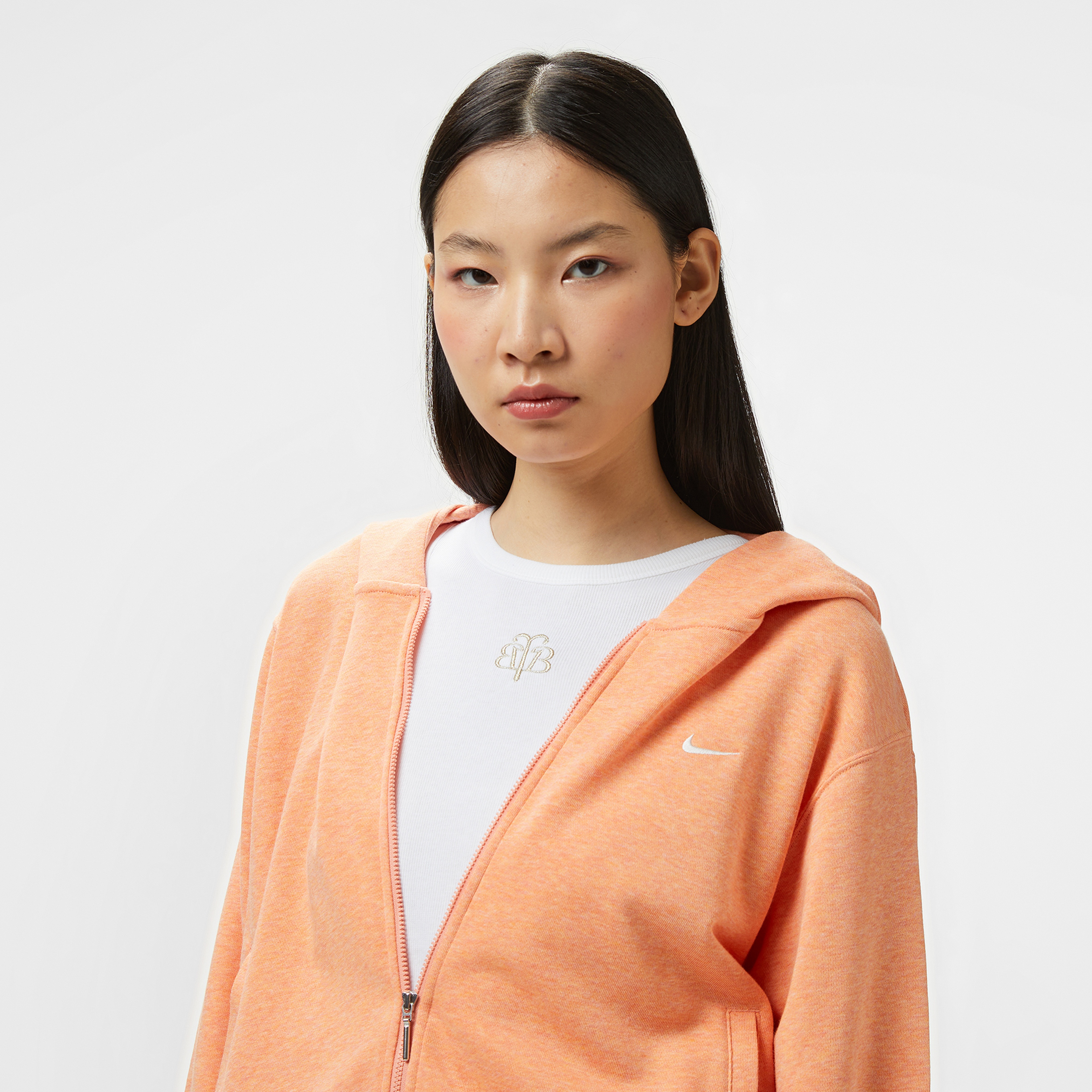 Nike Hooded Full Zip Ls Top Kadın Turuncu Sweatshirt