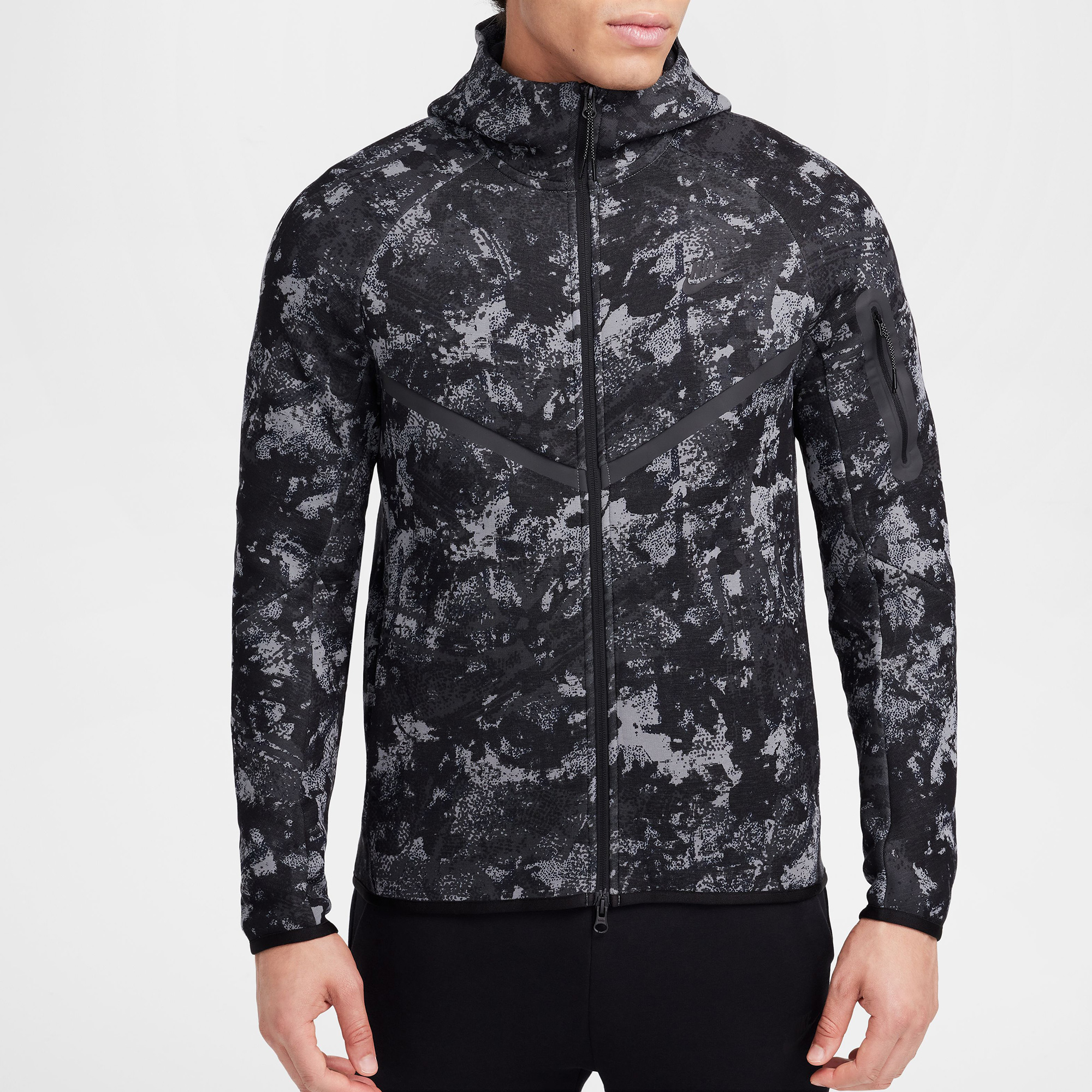 Nike Tech Windrunner Erkek Gri Kapüşonlu Sweatshirt