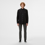 Erkek Slim Fit Düğmeli Yaka Siyah Gömlek