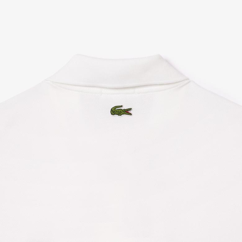 Unisex Loose Fit Beyaz Polo