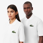 Unisex Loose Fit Beyaz Polo