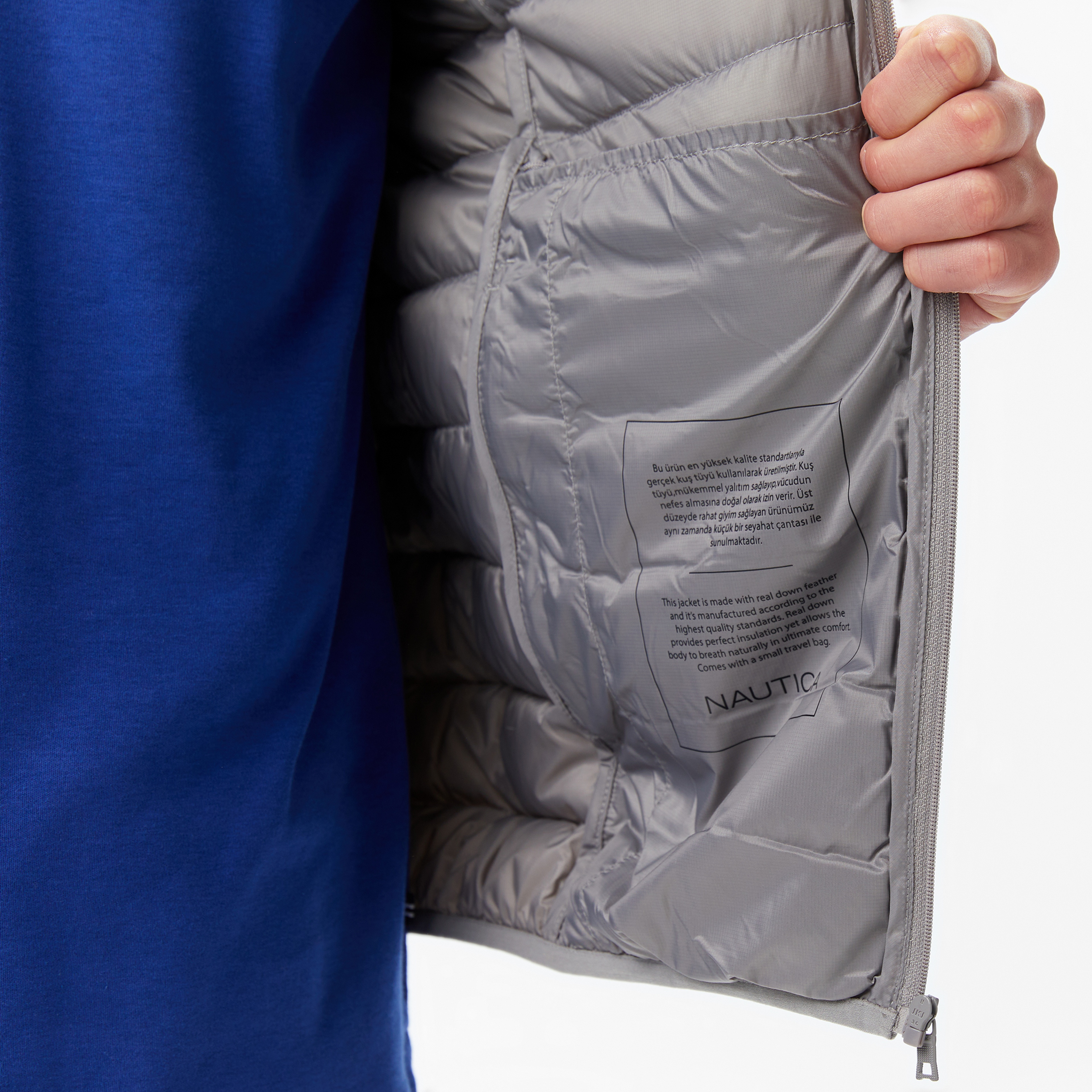 Nautica Erkek Gri Regular Fit Su İtici Kaz Tüyü Yelek