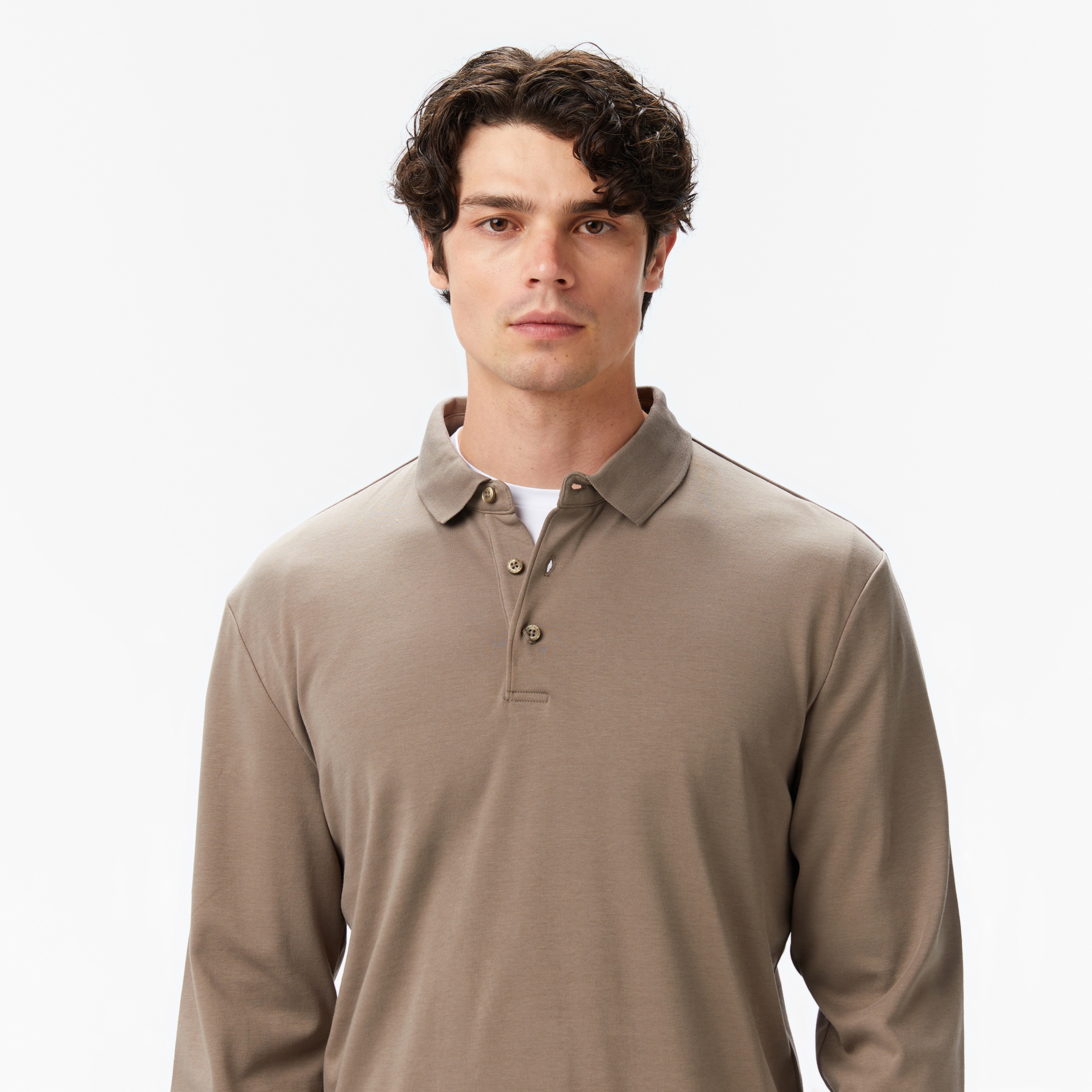 Nautica Erkek Kahverengi Classic Fit Uzun Kollu Polo Yaka T-Shirt