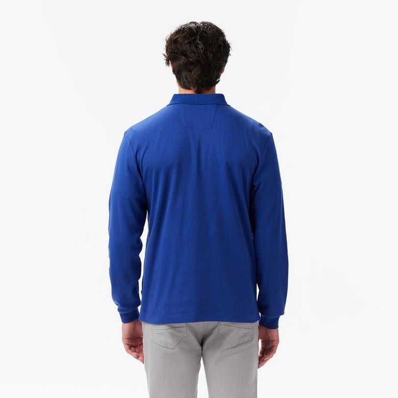 Nautica Erkek Mavi Classic Fit Uzun Kollu Polo Yaka T-Shirt