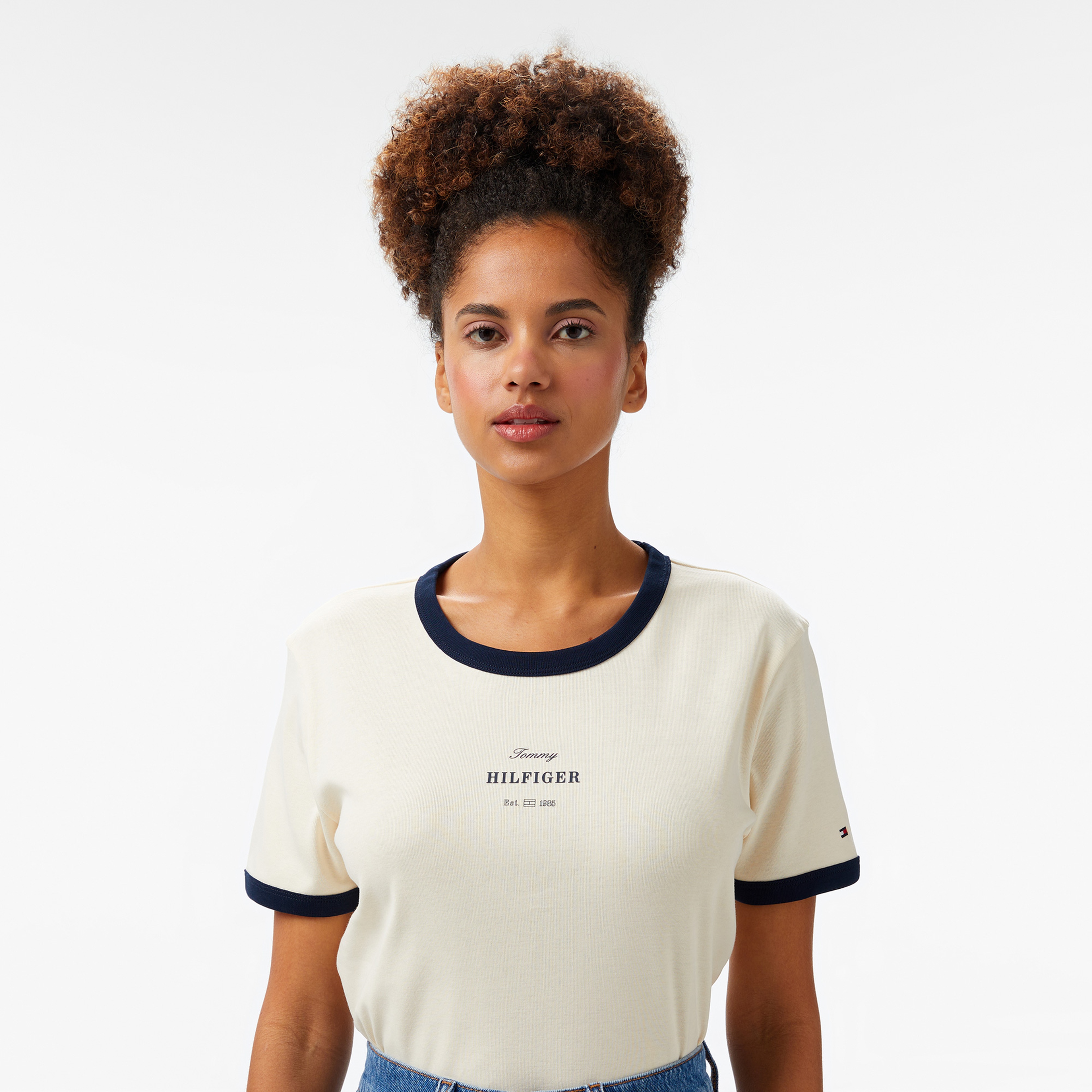 Tommy Hilfiger Kadın Bej T-Shirt