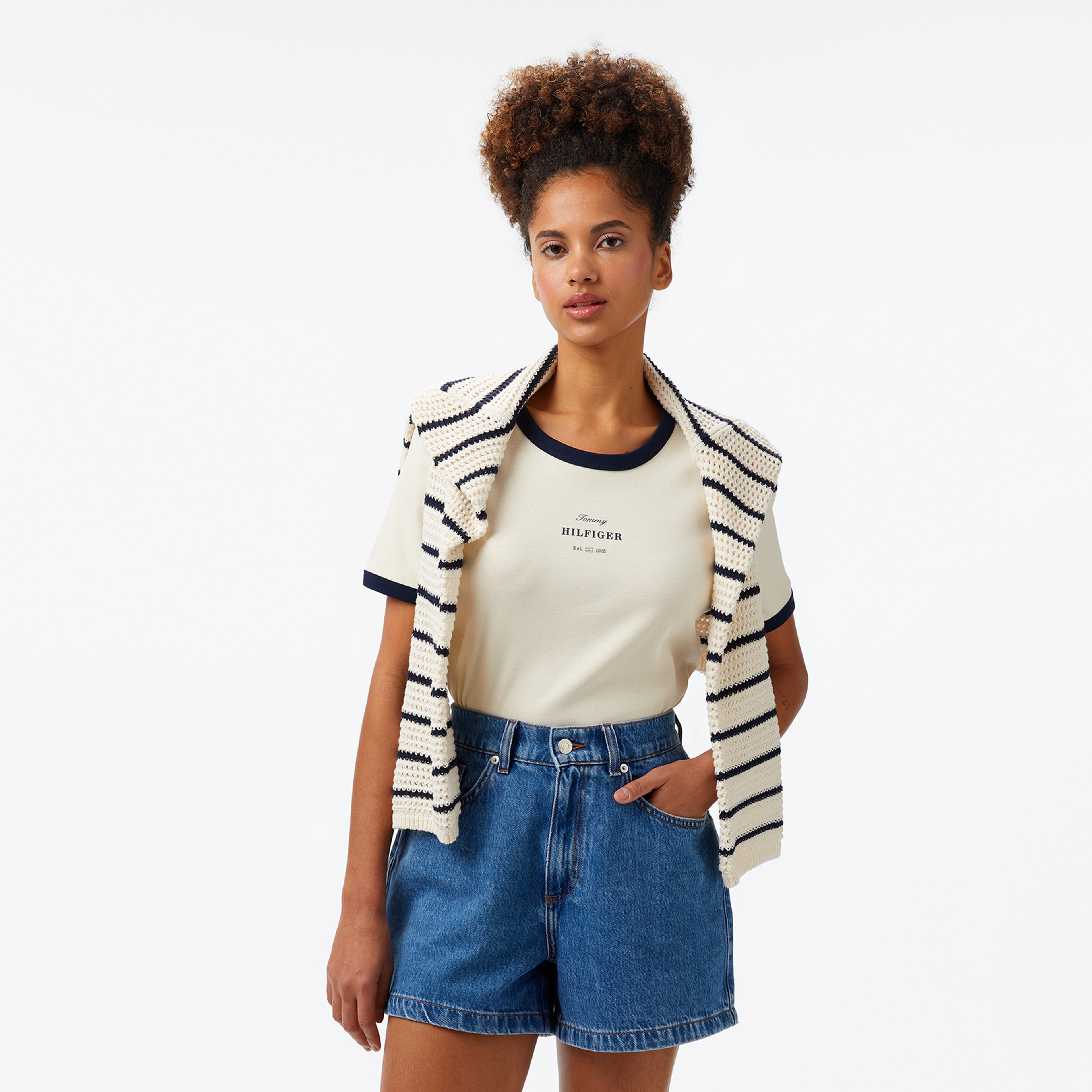 Tommy Hilfiger Kadın Bej T-Shirt