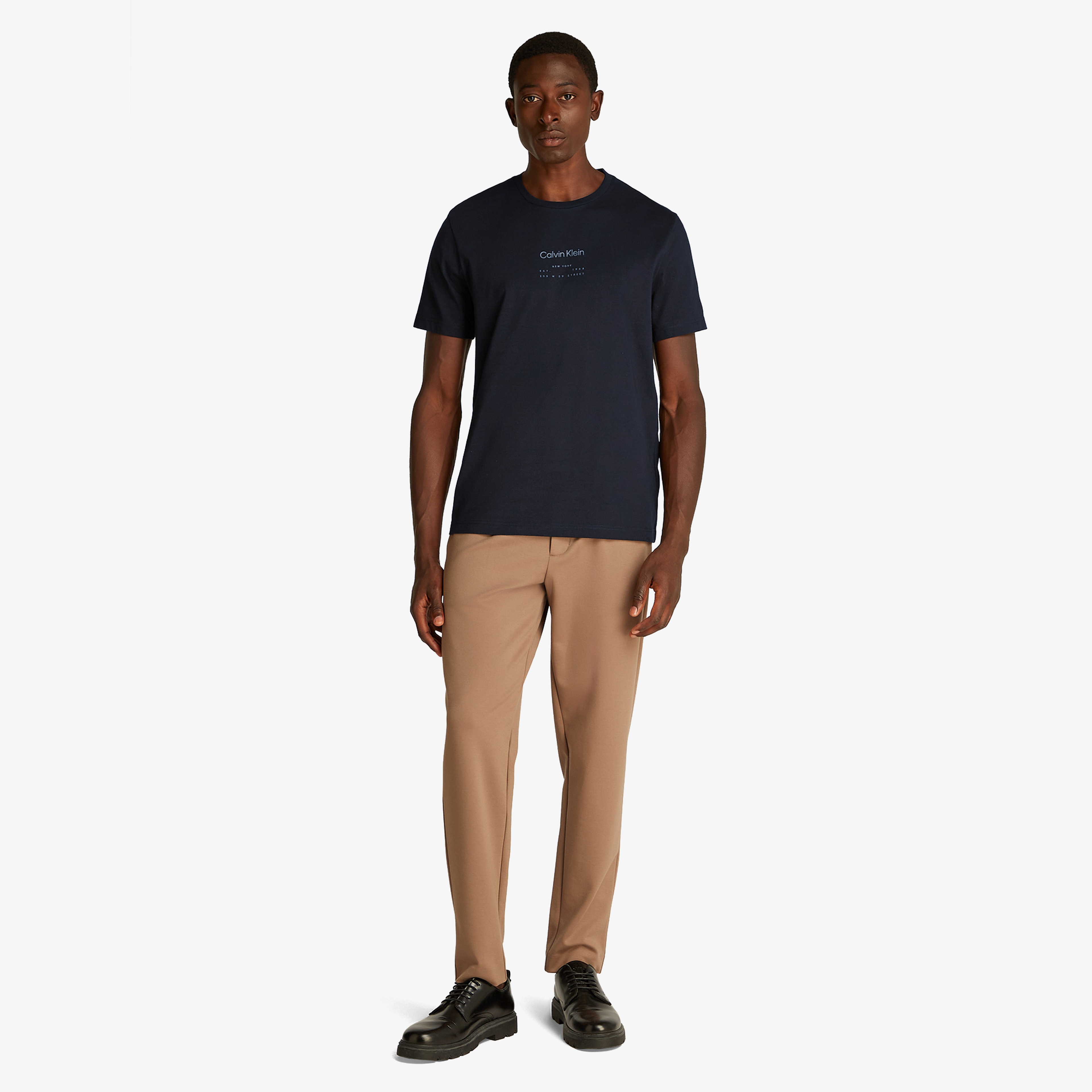 Calvin Klein Raised Editorial Logo Erkek Siyah T-Shirt