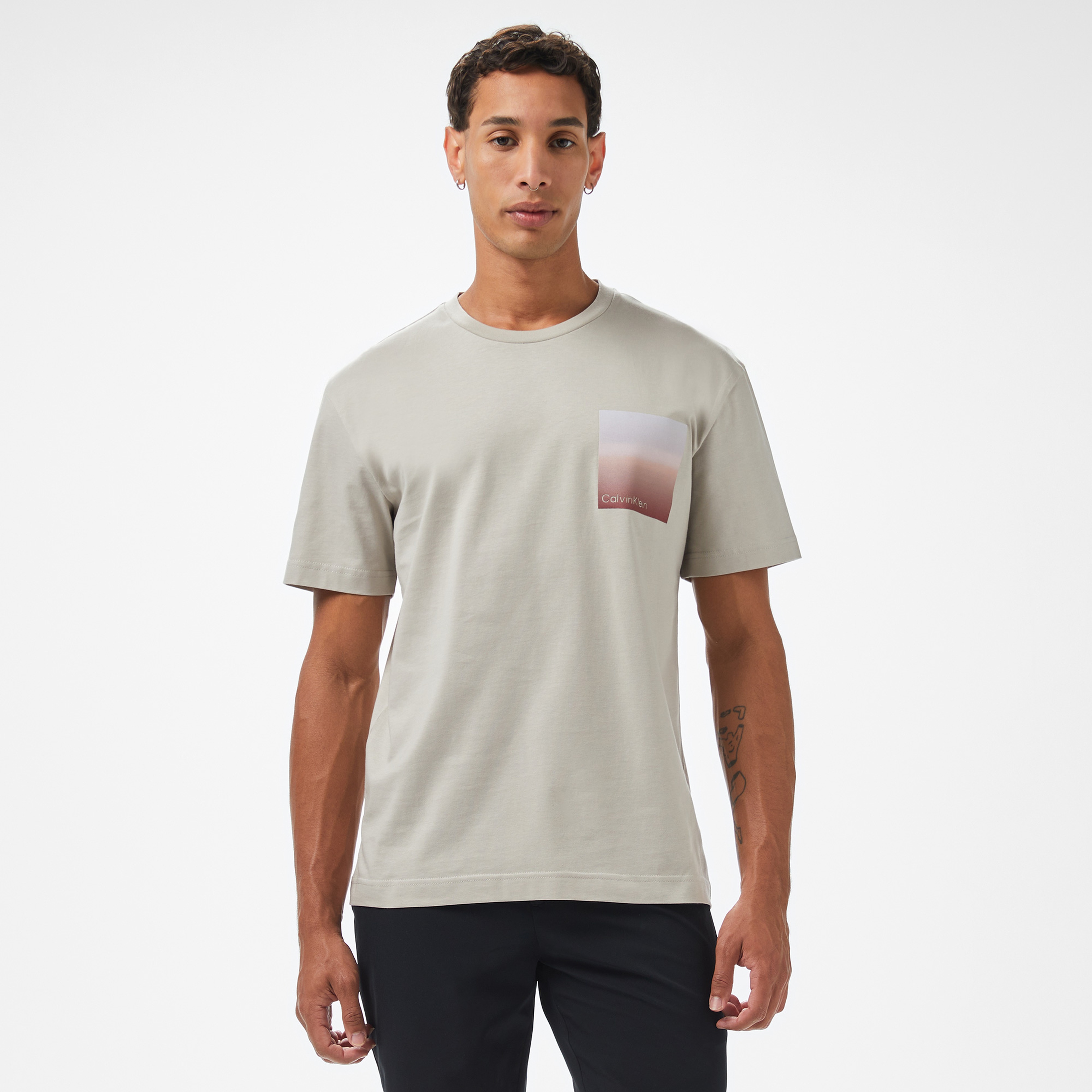 Calvin Klein Erkek Gri T-Shirt