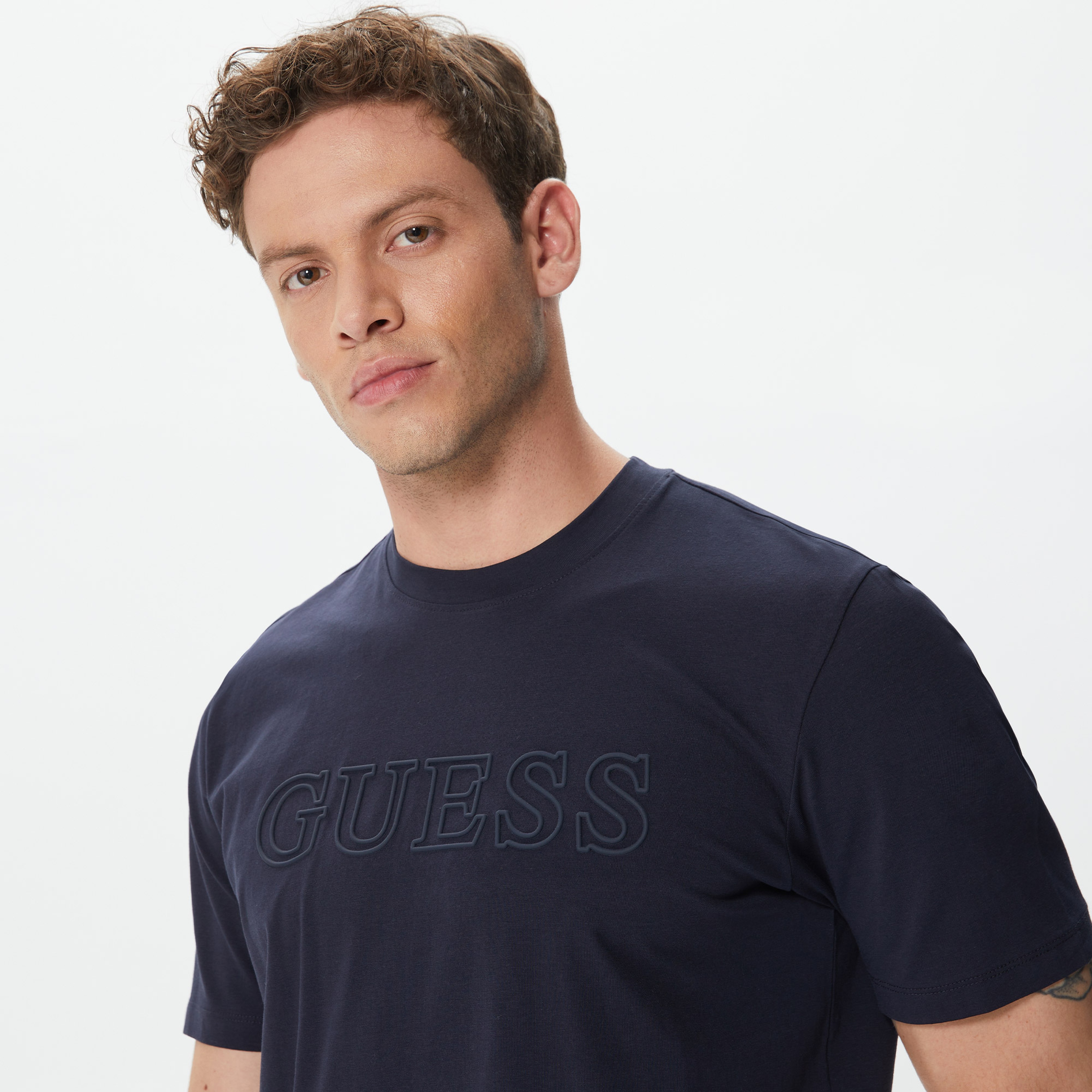 Guess Alphy Mid Organicetch 180 Erkek Lacivert T-Shirt