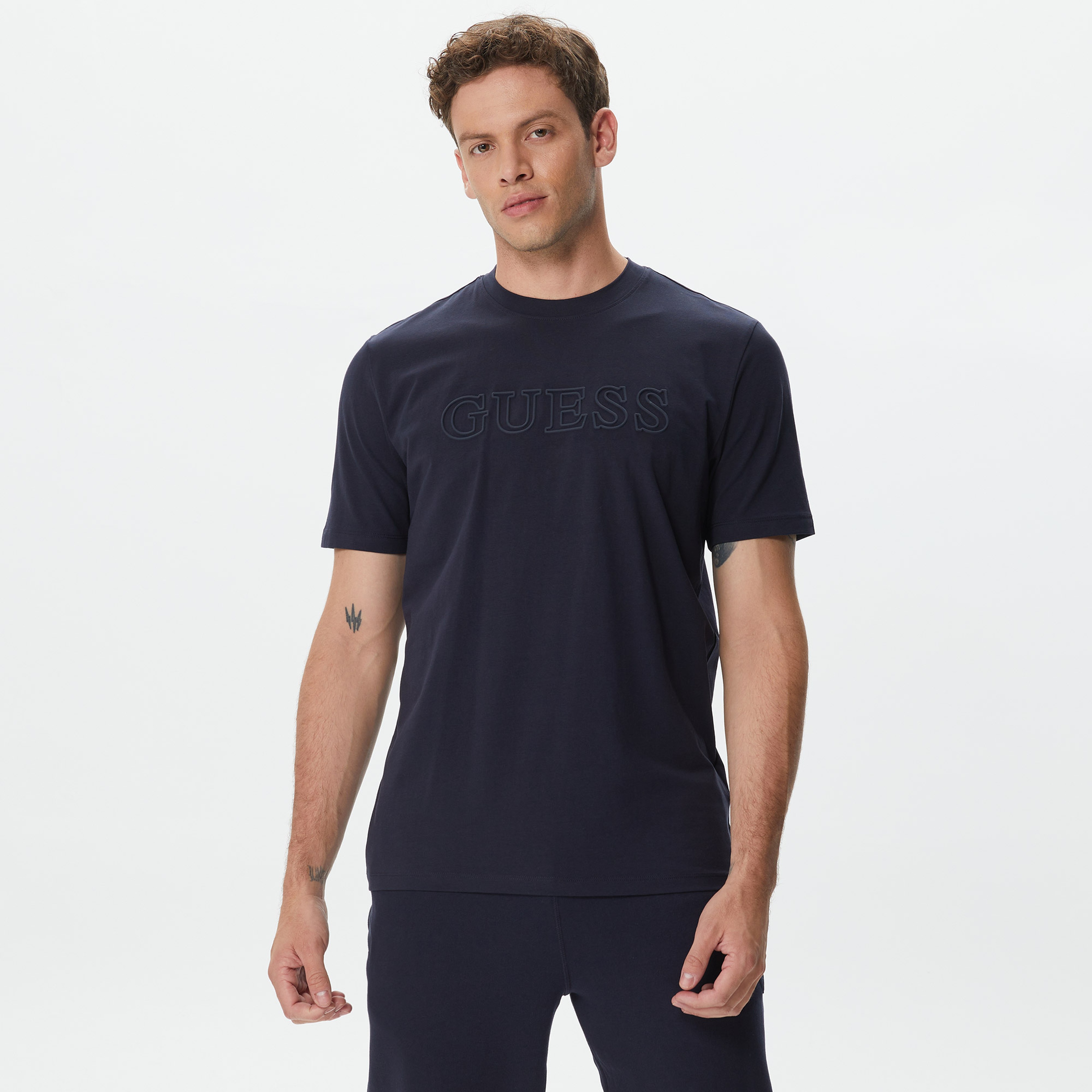 Guess Alphy Mid Organicetch 180 Erkek Lacivert T-Shirt