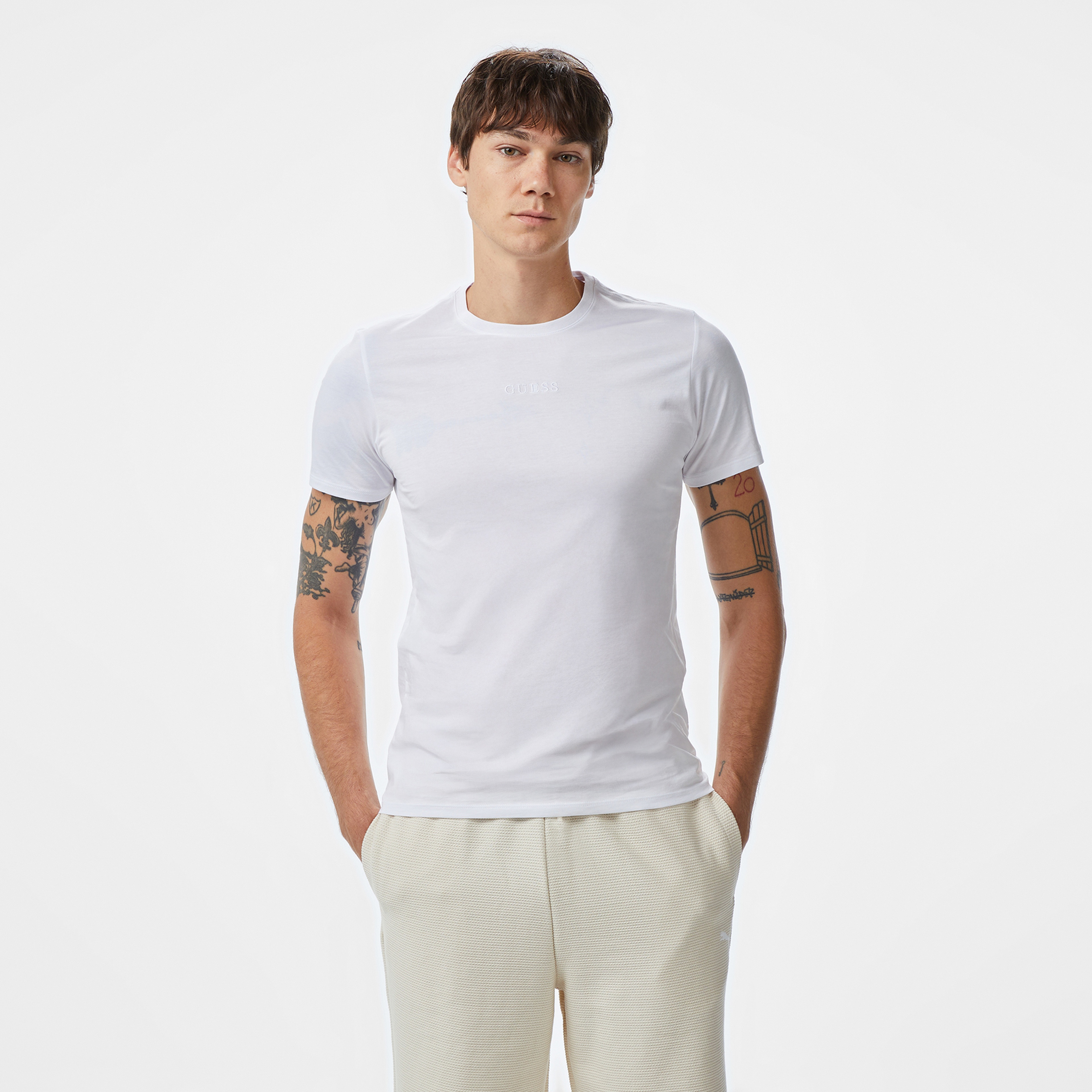 Guess Classic Erkek Beyaz T-Shirt