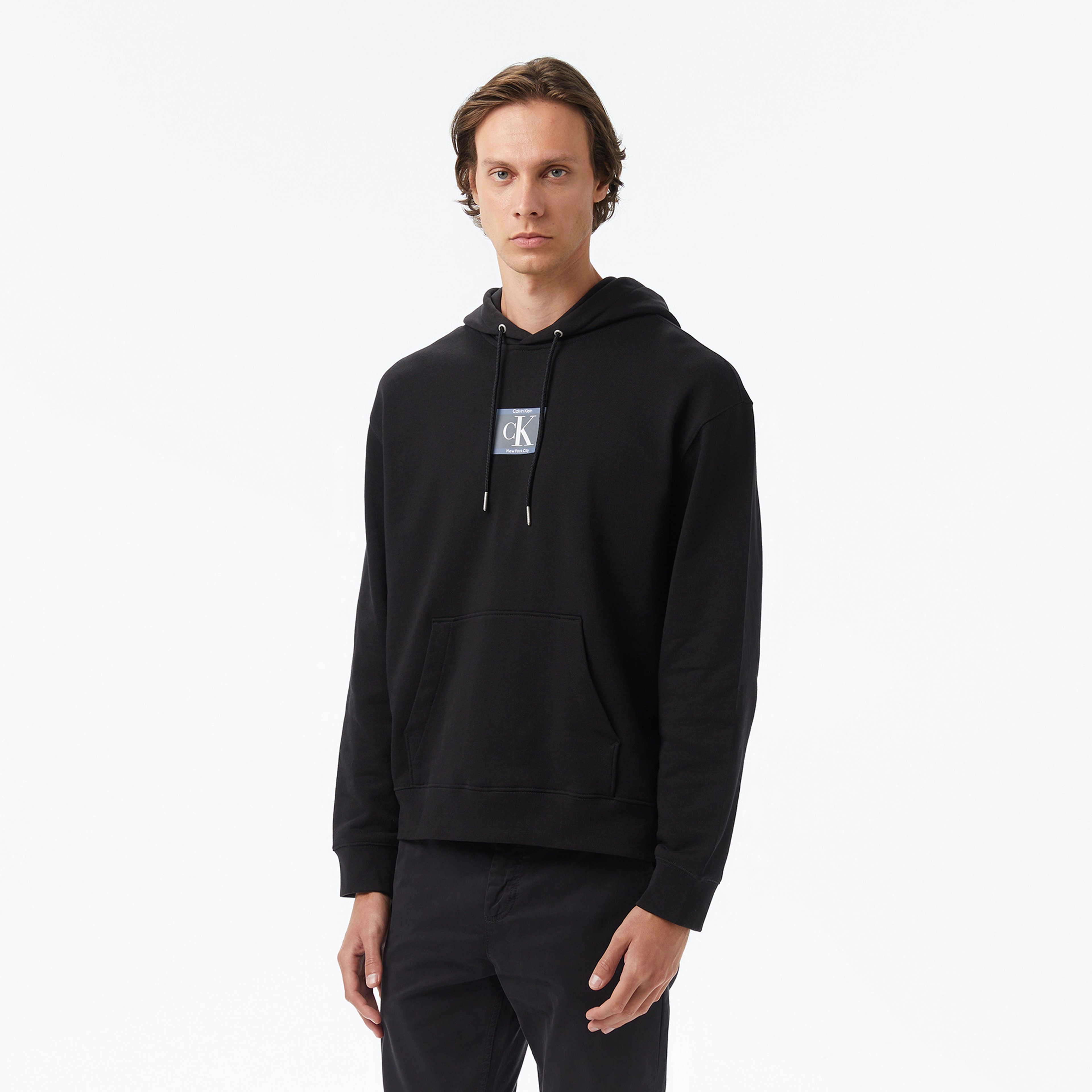 Calvin Klein Terry Box Graphic Erkek Siyah Sweatshirt