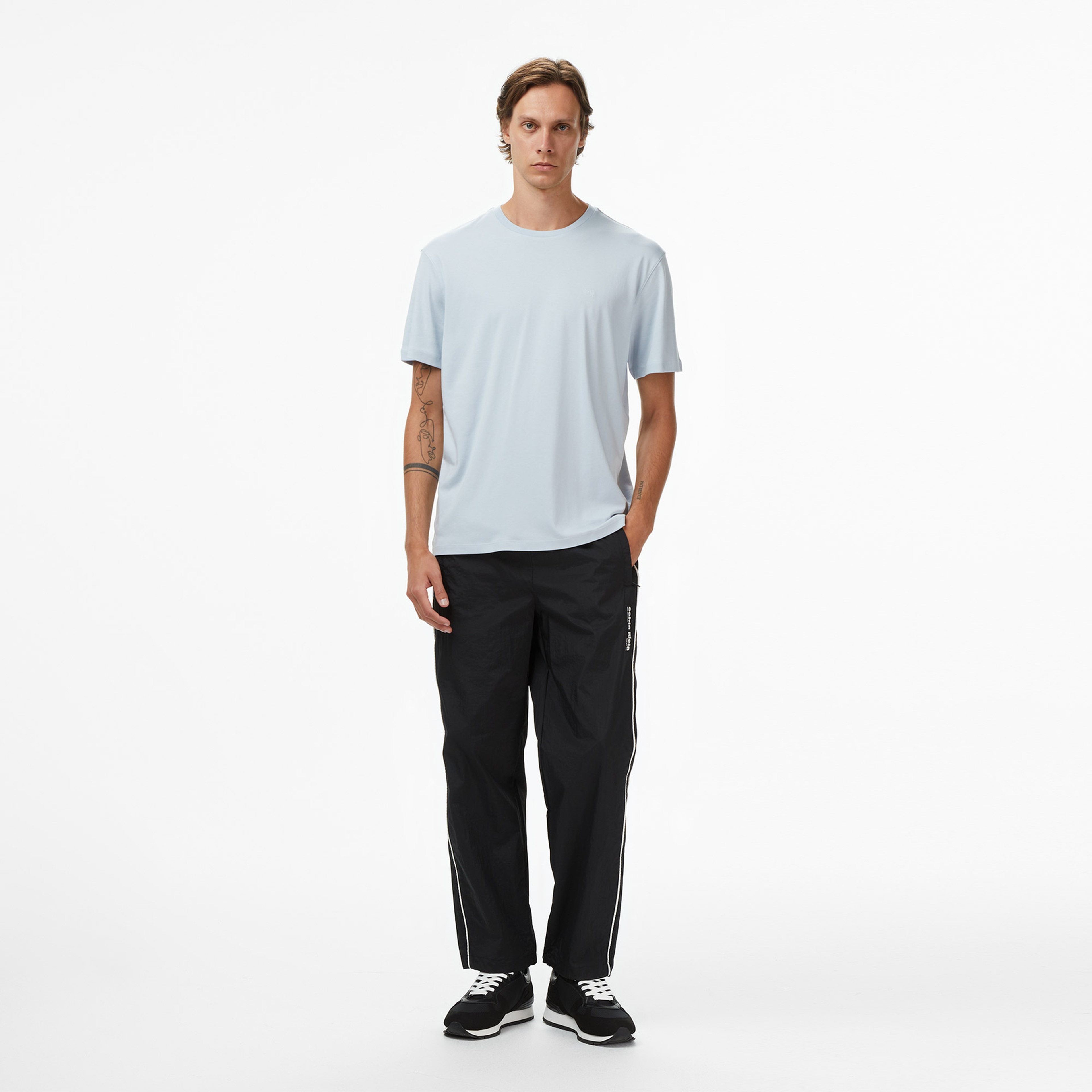 Calvin Klein Supima Chest Crewneck Erkek Mavi T-Shirt