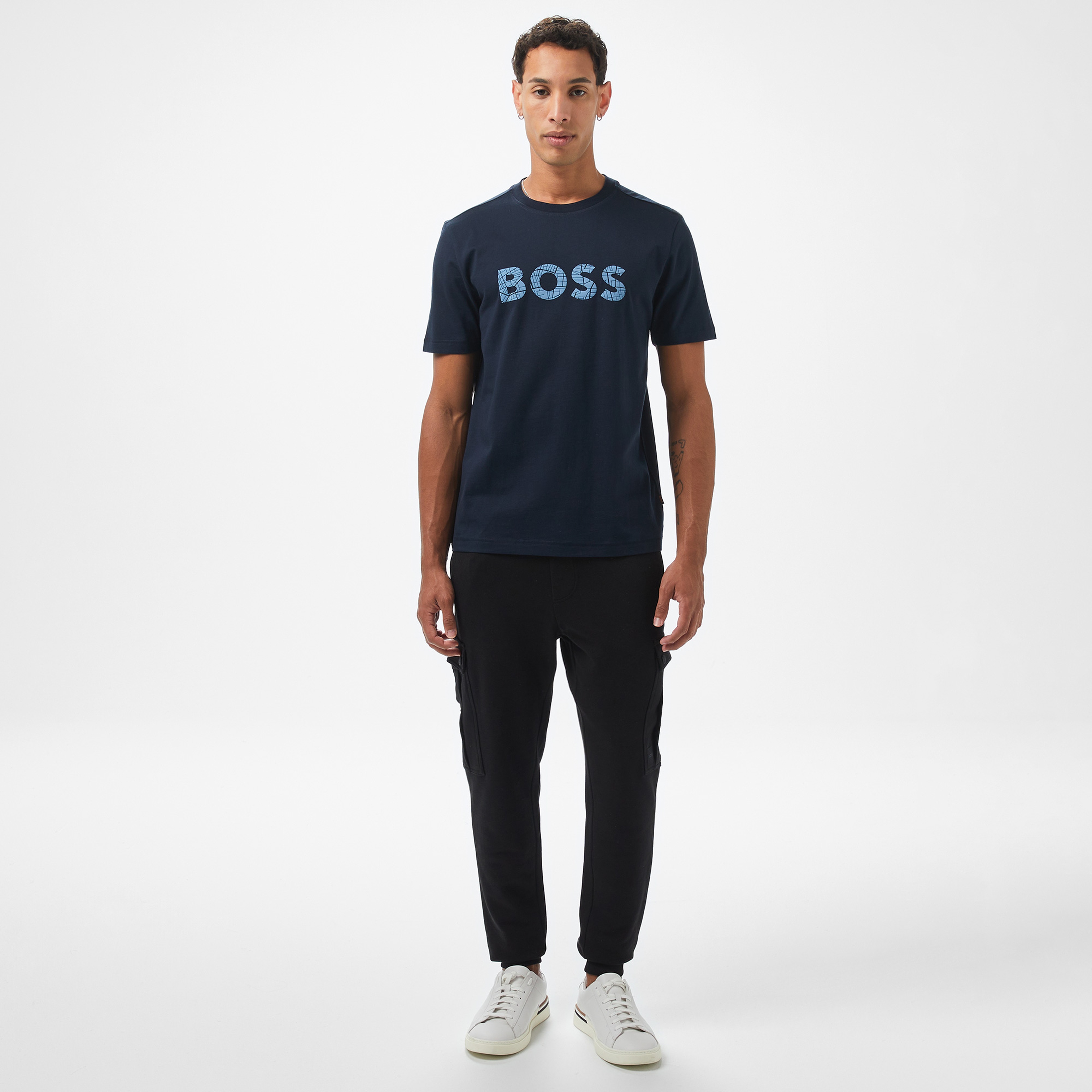 Boss Logotexture Erkek Mavi T-Shirt