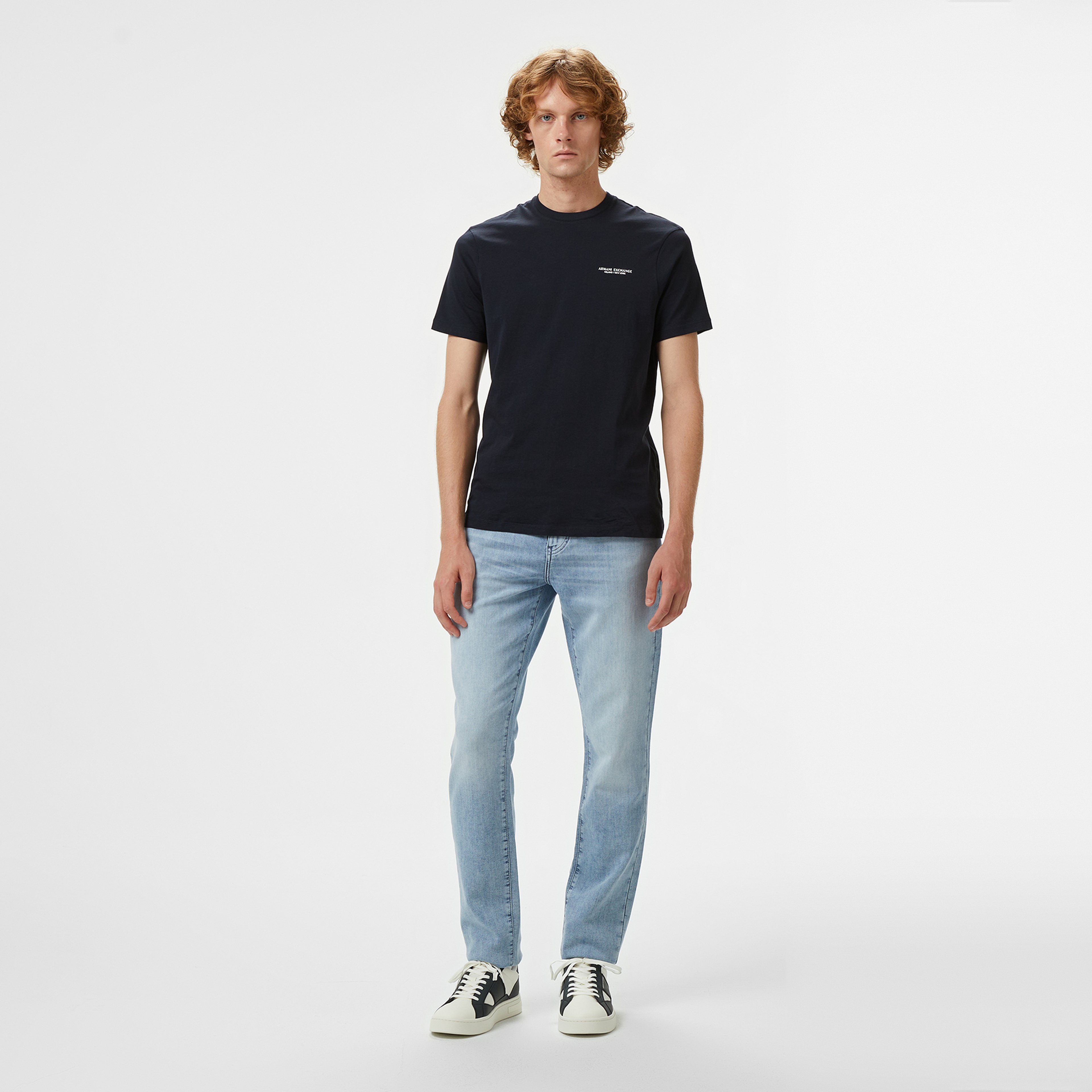 Armani Exchange Erkek Lacivert Bisiklet Yaka T-Shirt