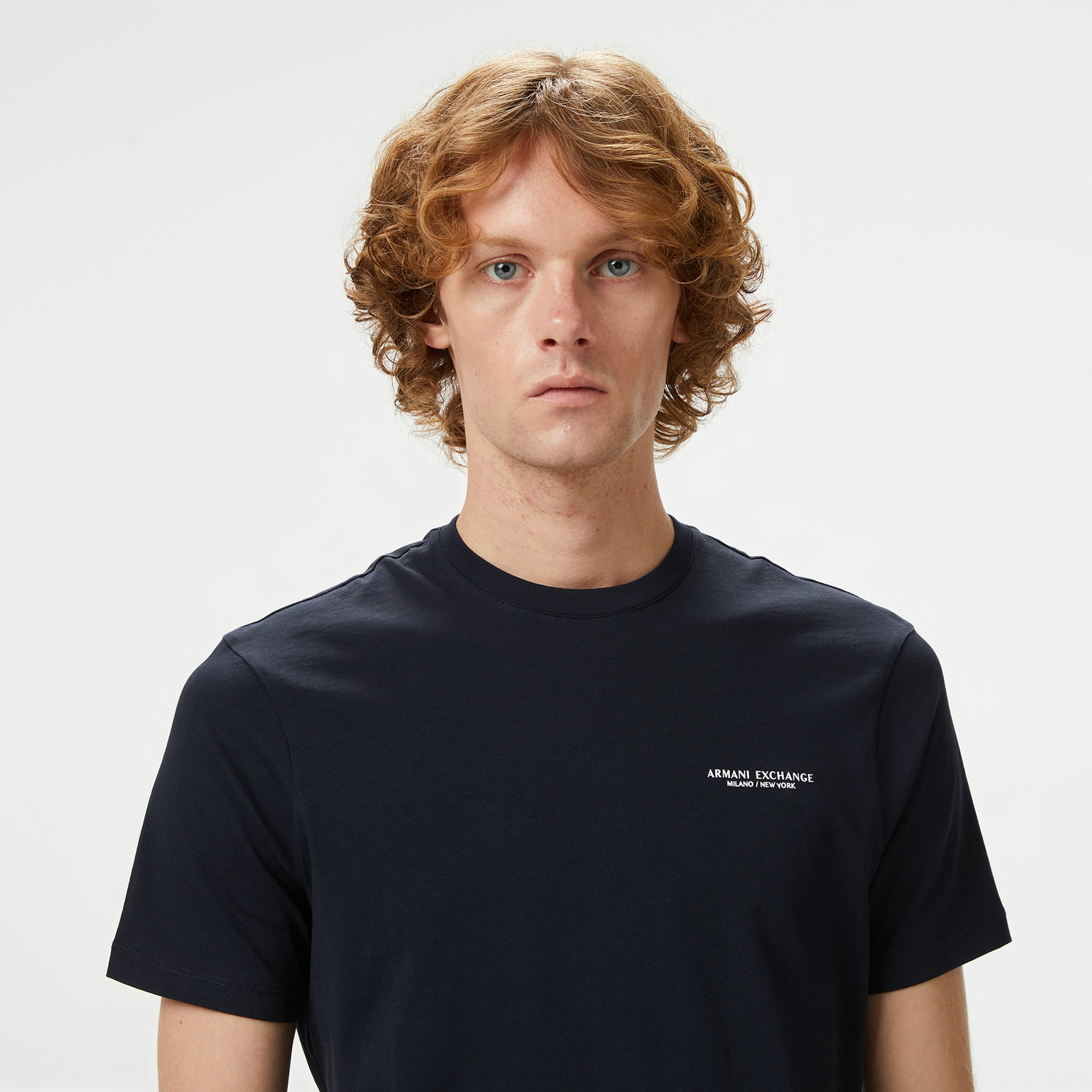 Armani Exchange Erkek Lacivert Bisiklet Yaka T-Shirt