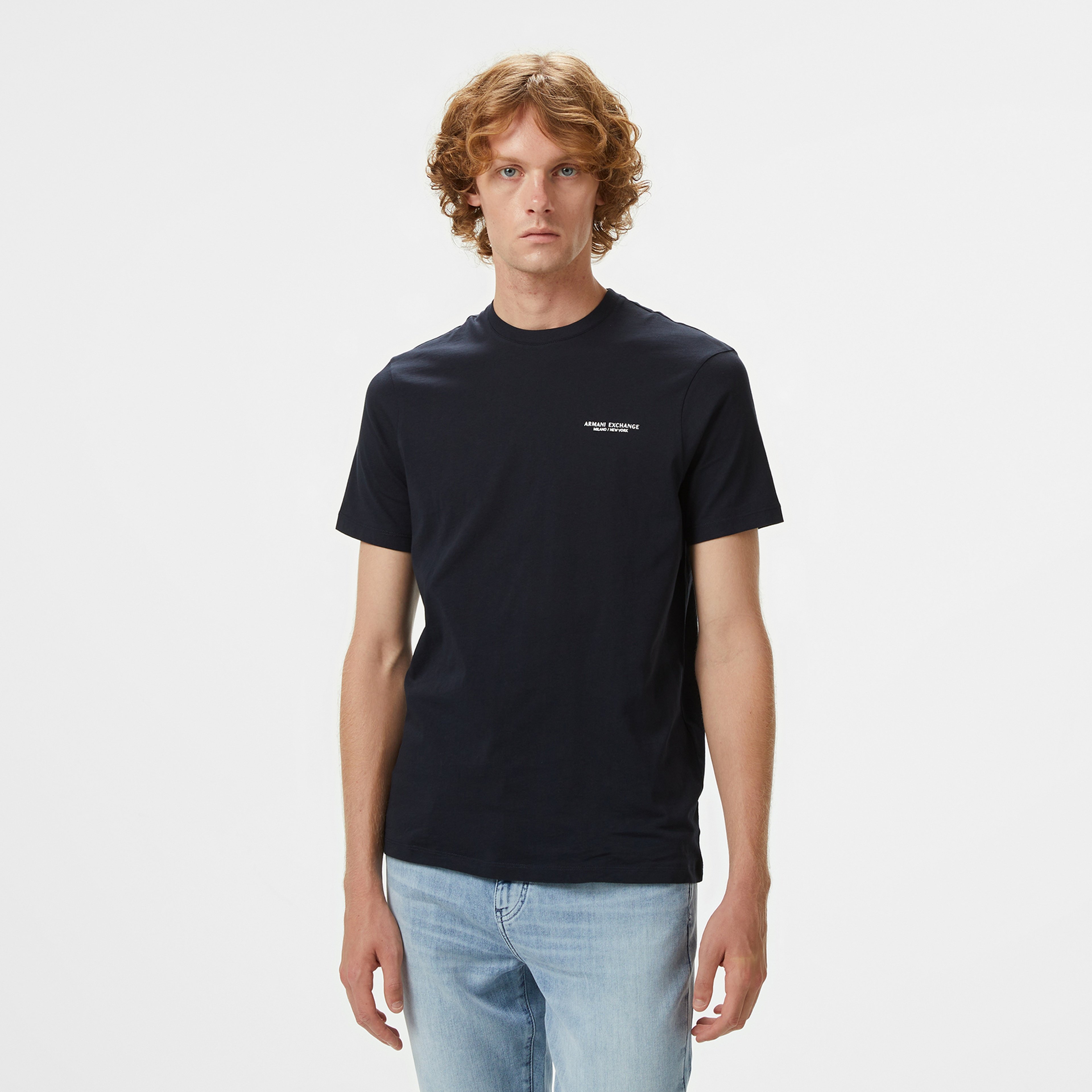 Armani Exchange Erkek Lacivert Bisiklet Yaka T-Shirt