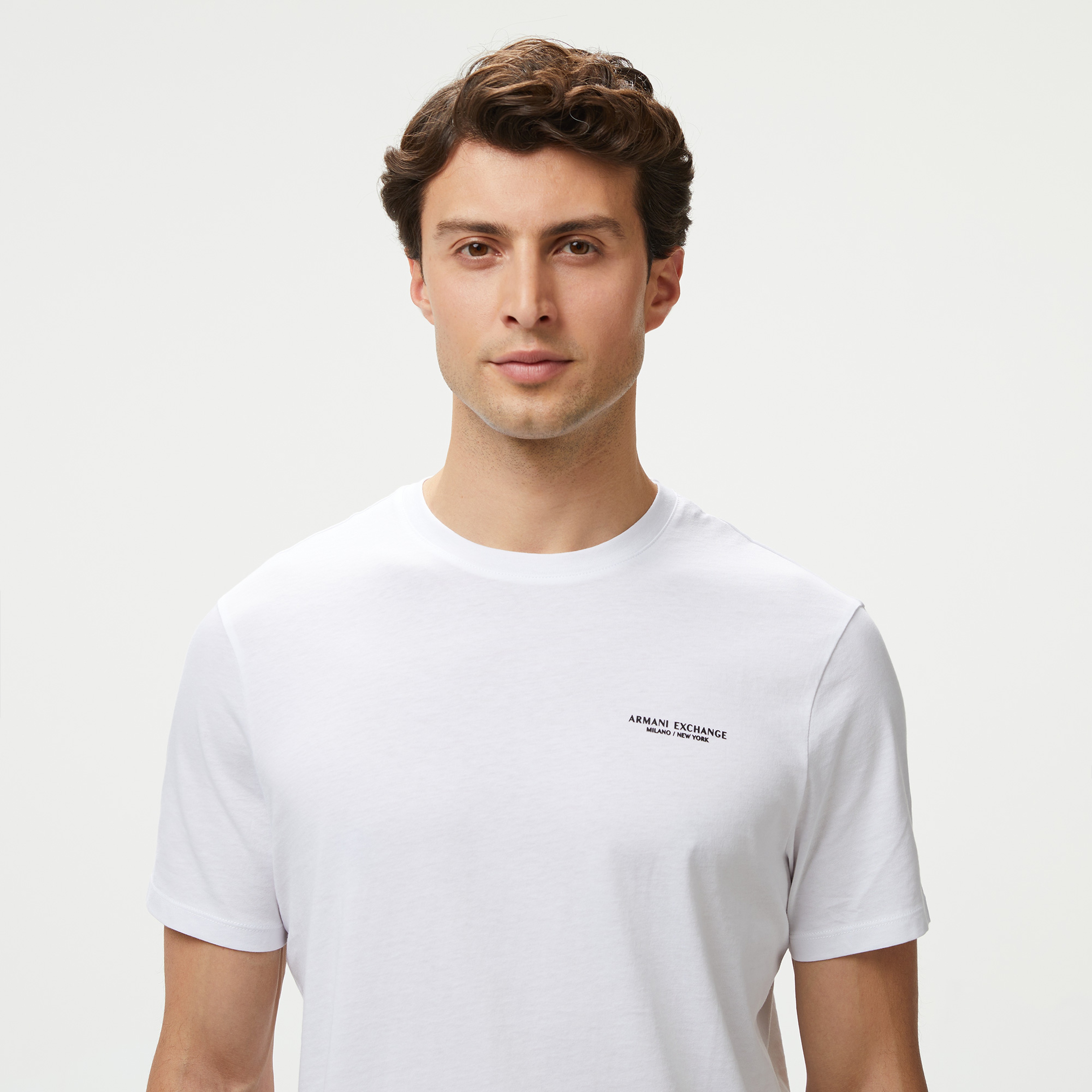 Armani Exchange Erkek Beyaz Bisiklet Yaka T-Shirt