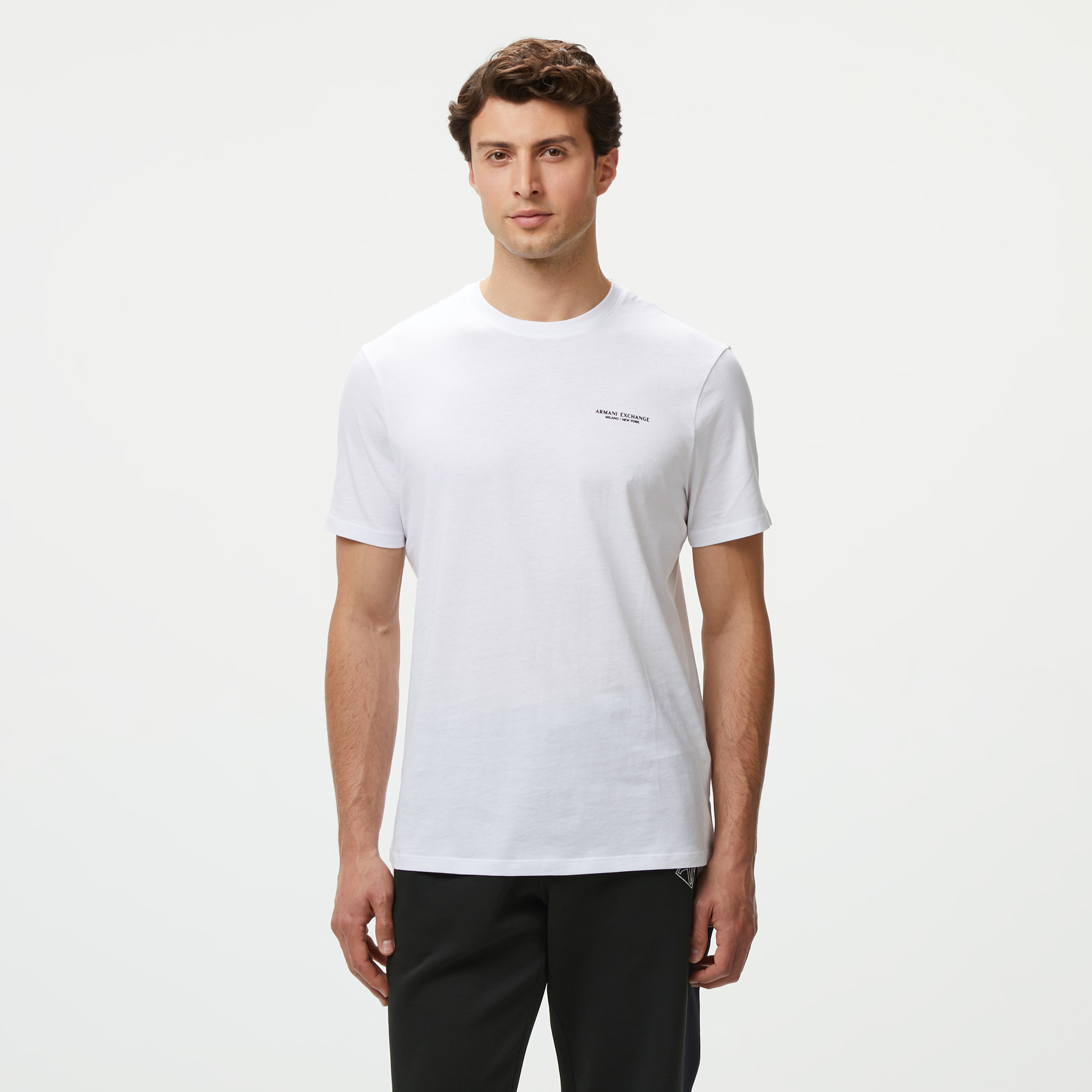 Armani Exchange Erkek Beyaz Bisiklet Yaka T-Shirt