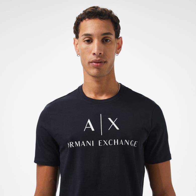 Armani Exchange Erkek Lacivert Bisiklet Yaka T-Shirt