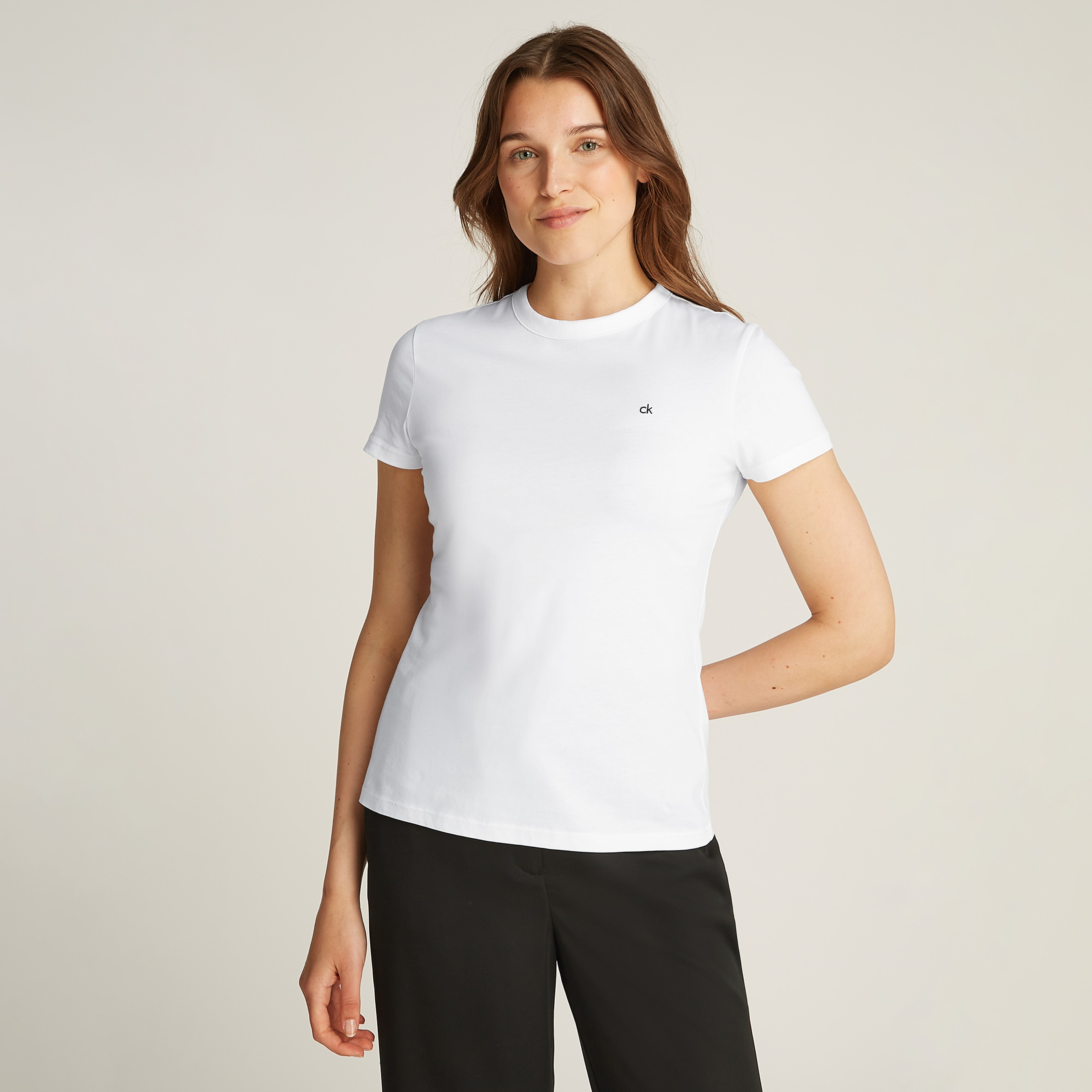 Calvin Klein Graphic Slim Kadın Beyaz T-Shirt