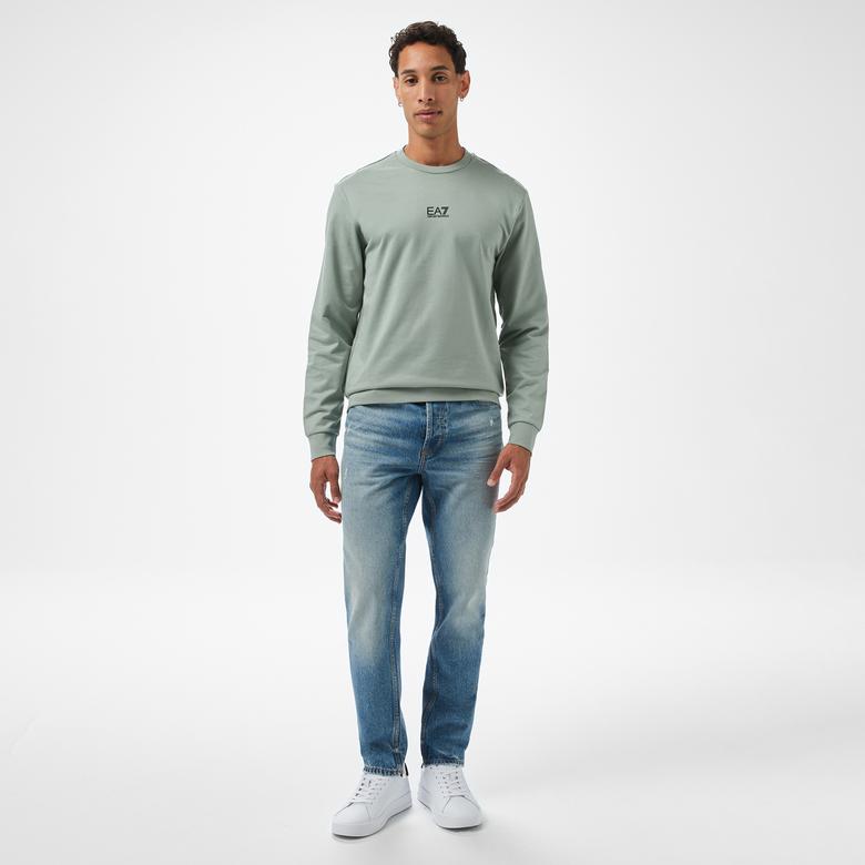 EA7 Erkek Yeşil Bisiklet Yaka Sweatshirt