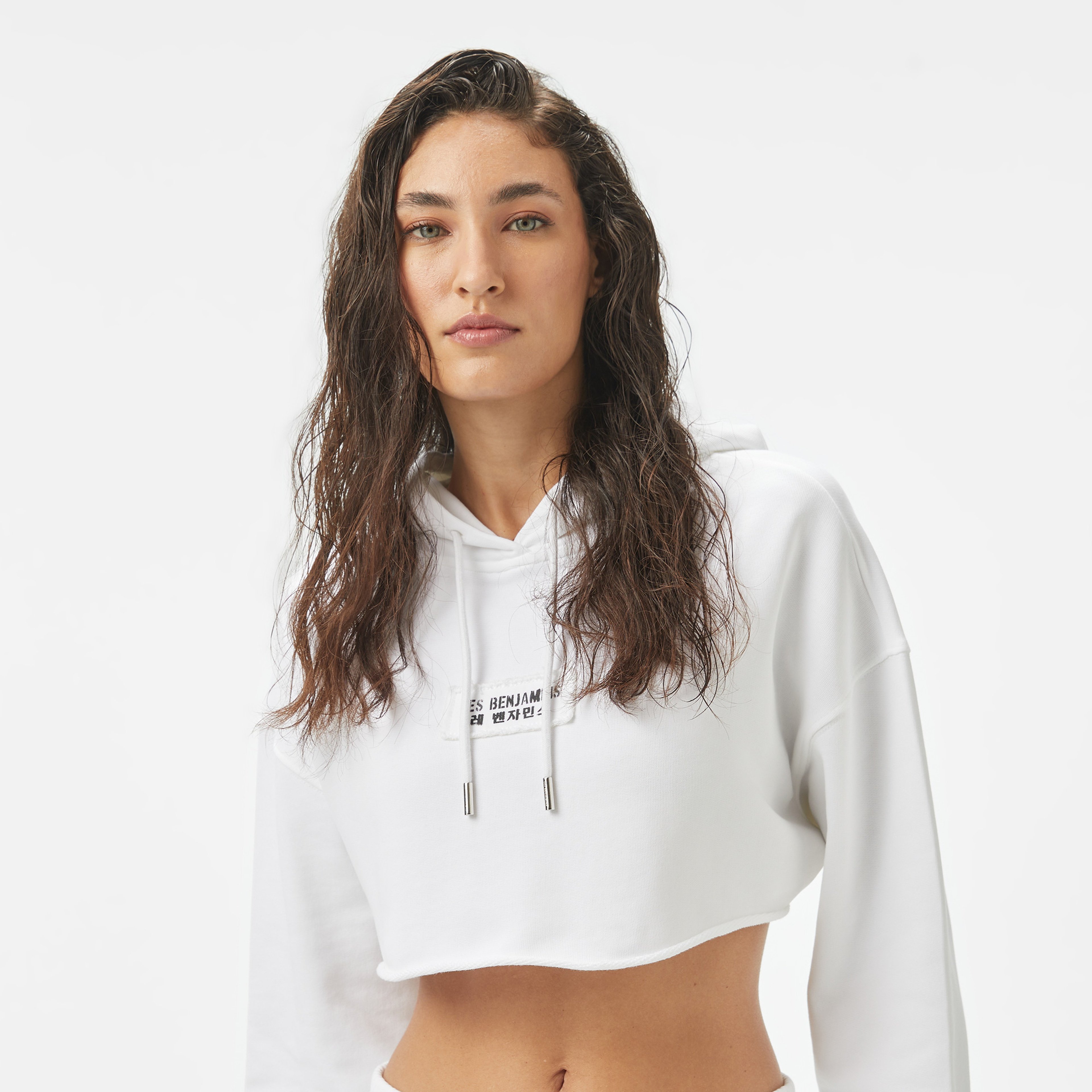 Les Benjamins Relaxed 007 Kadın Beyaz Hoodie