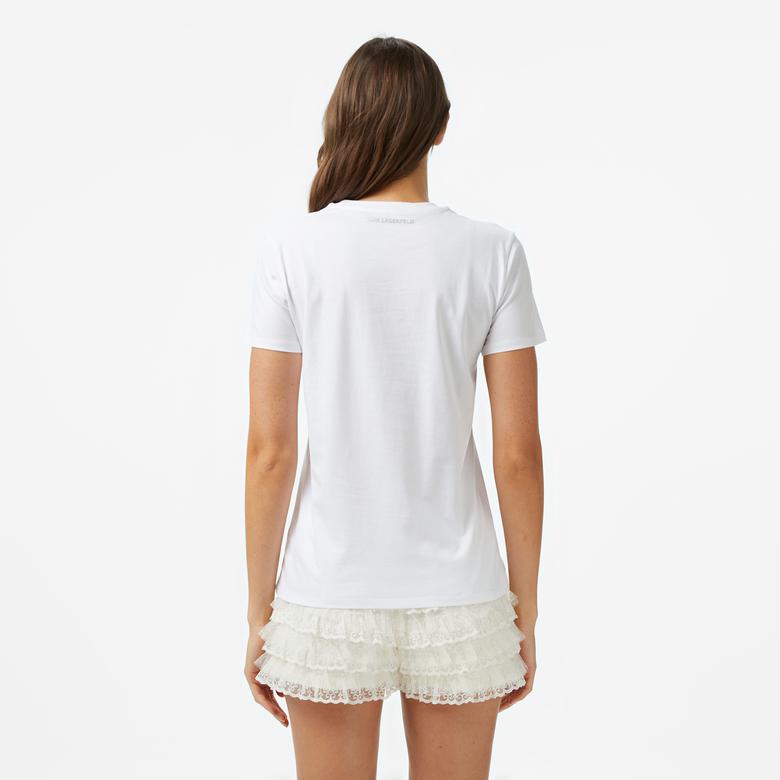 Karl Lagerfeld Kadın Beyaz T-Shirt