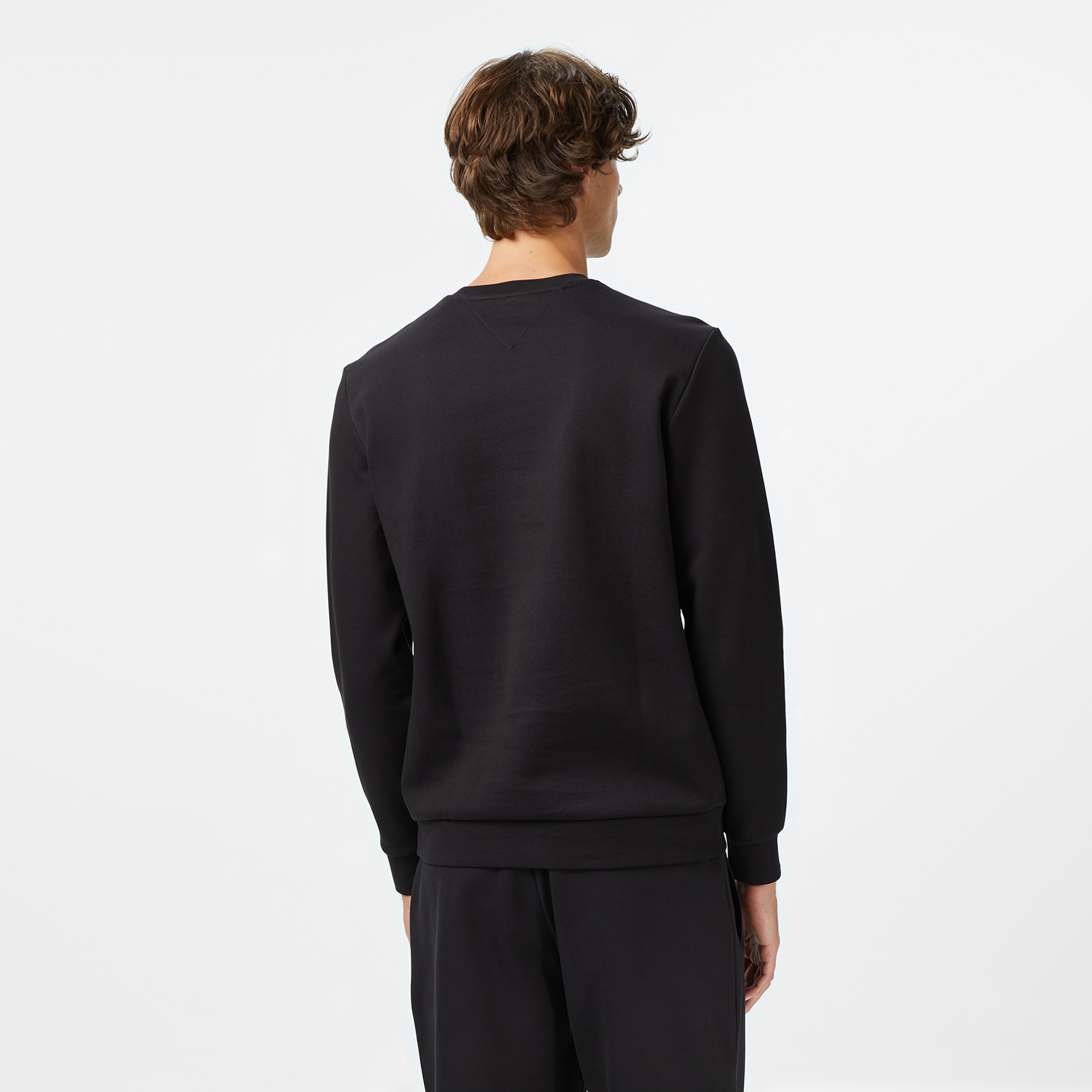 Tommy Hilfiger Essential Intechno Yuvarlak Yaka Erkek Siyah Sweatshirt