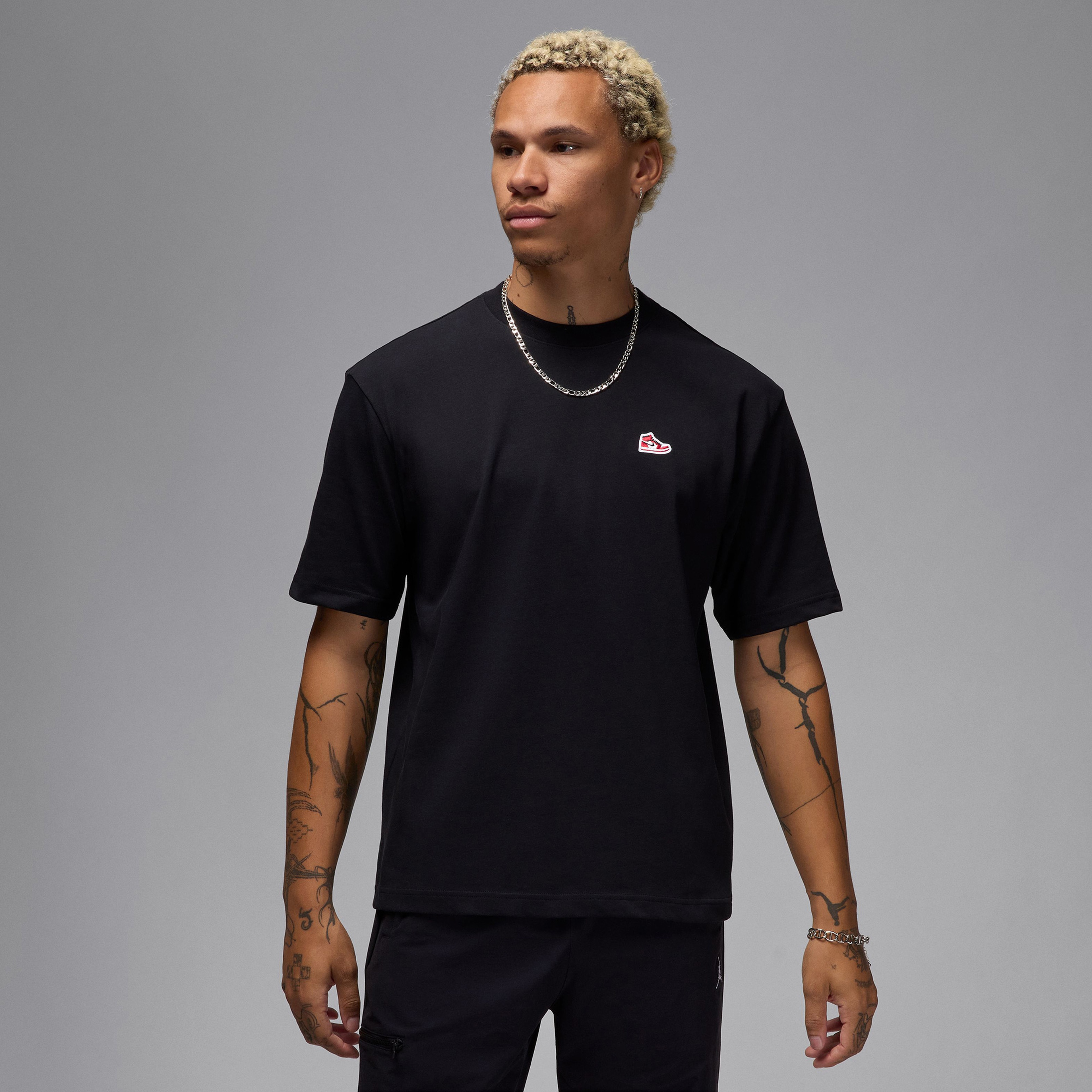 Jordan Brand Sneaker Yamalı Erkek Siyah T-Shirt