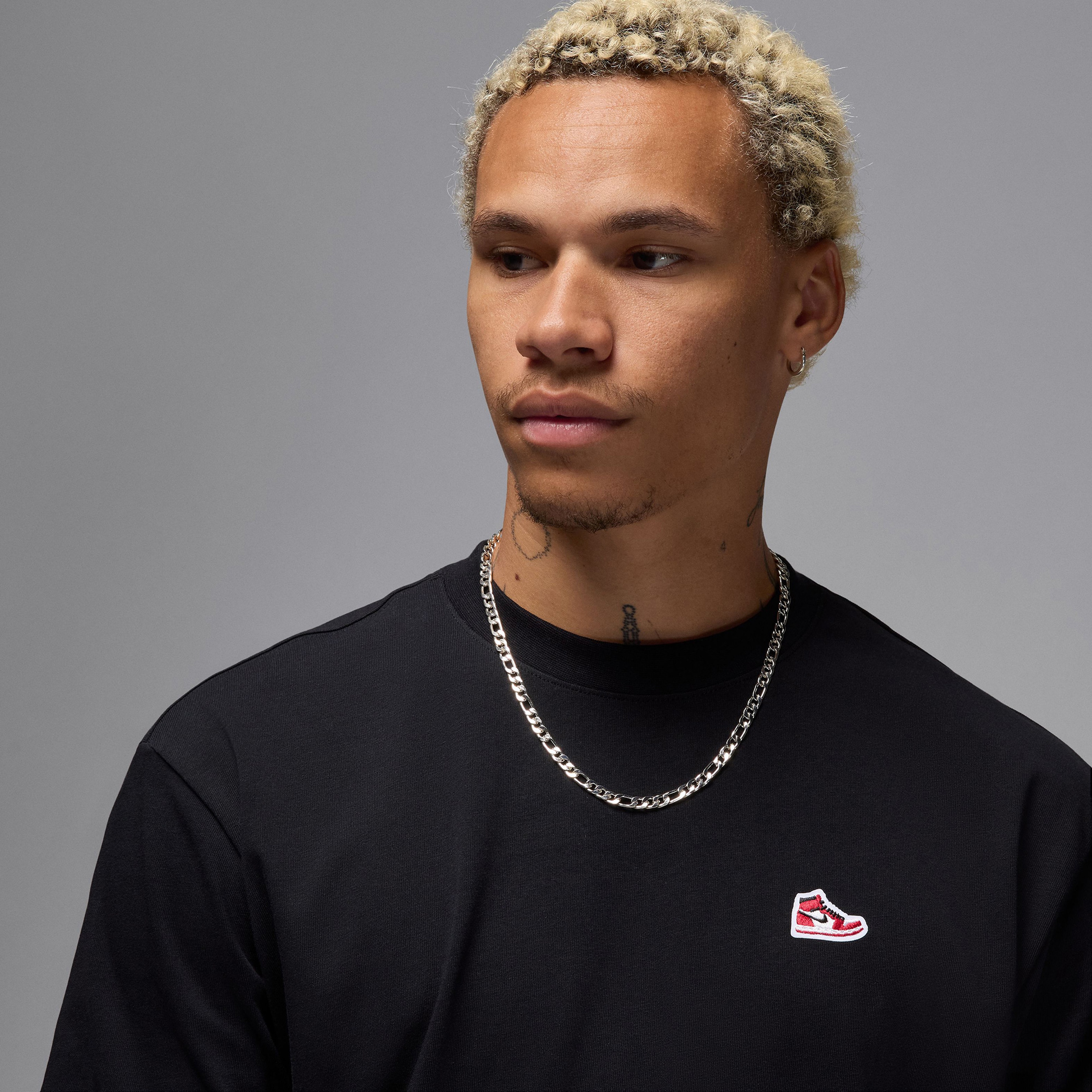 Jordan Brand Sneaker Yamalı Erkek Siyah T-Shirt