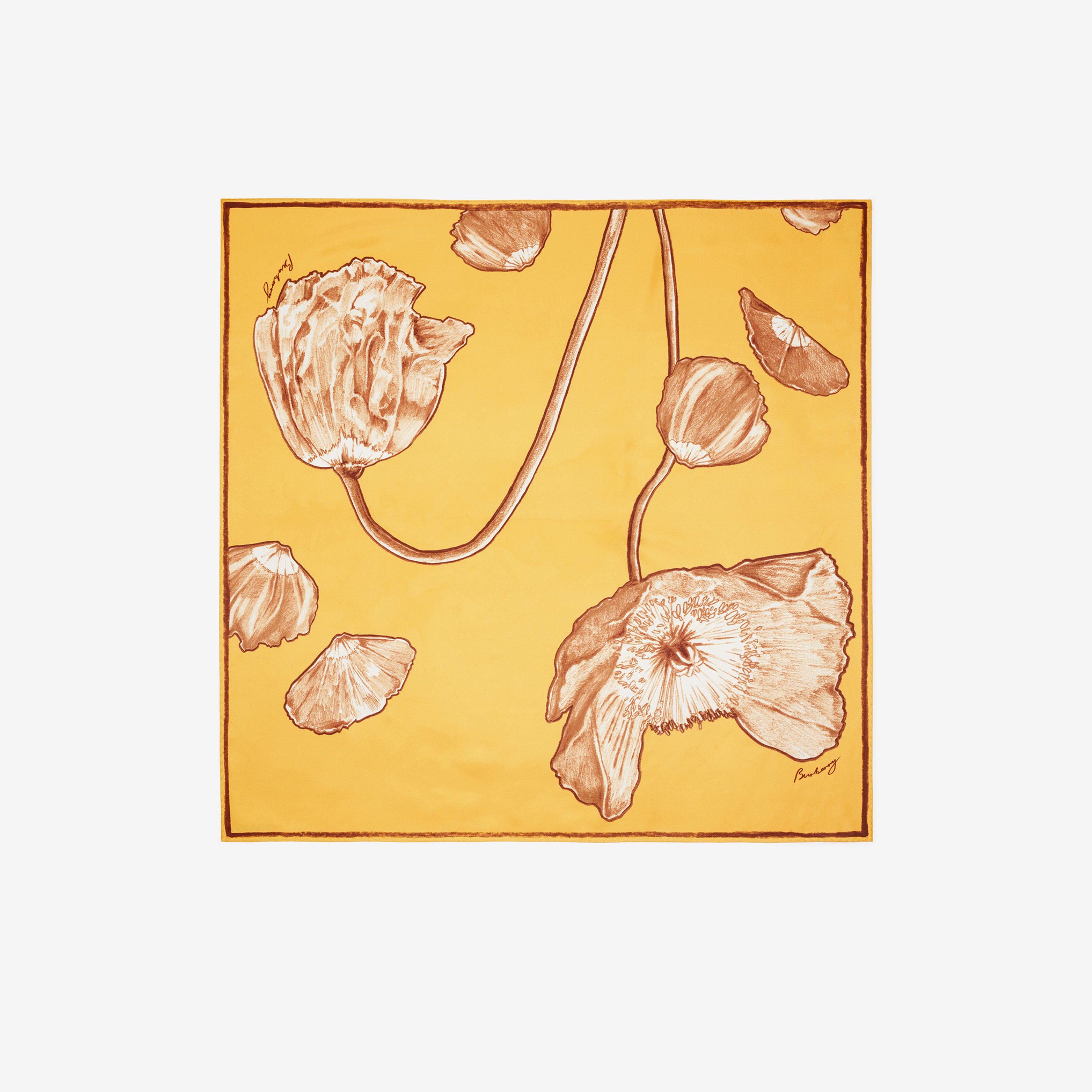 Burberry Sq Poppy Silk Kadın Bordo Şal