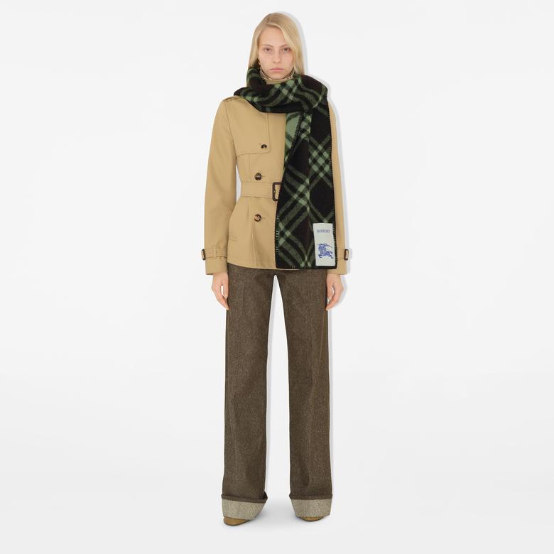 Burberry Tri Bar Wool Kadın Haki Atkı