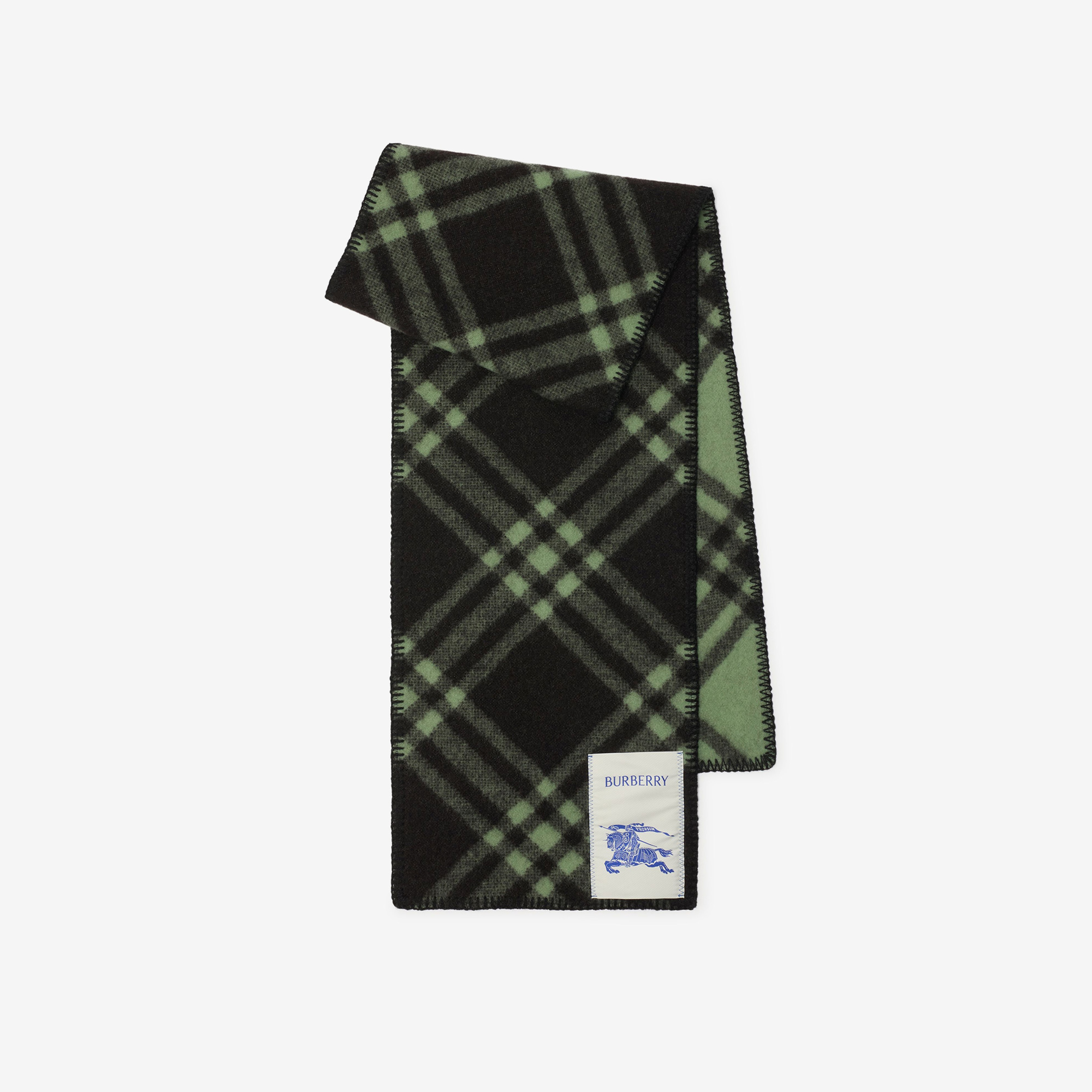 Burberry Tri Bar Wool Kadın Haki Atkı