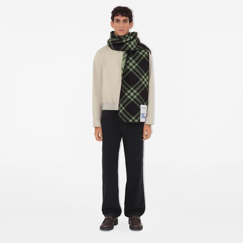 Burberry Tri Bar Wool Kadın Haki Atkı