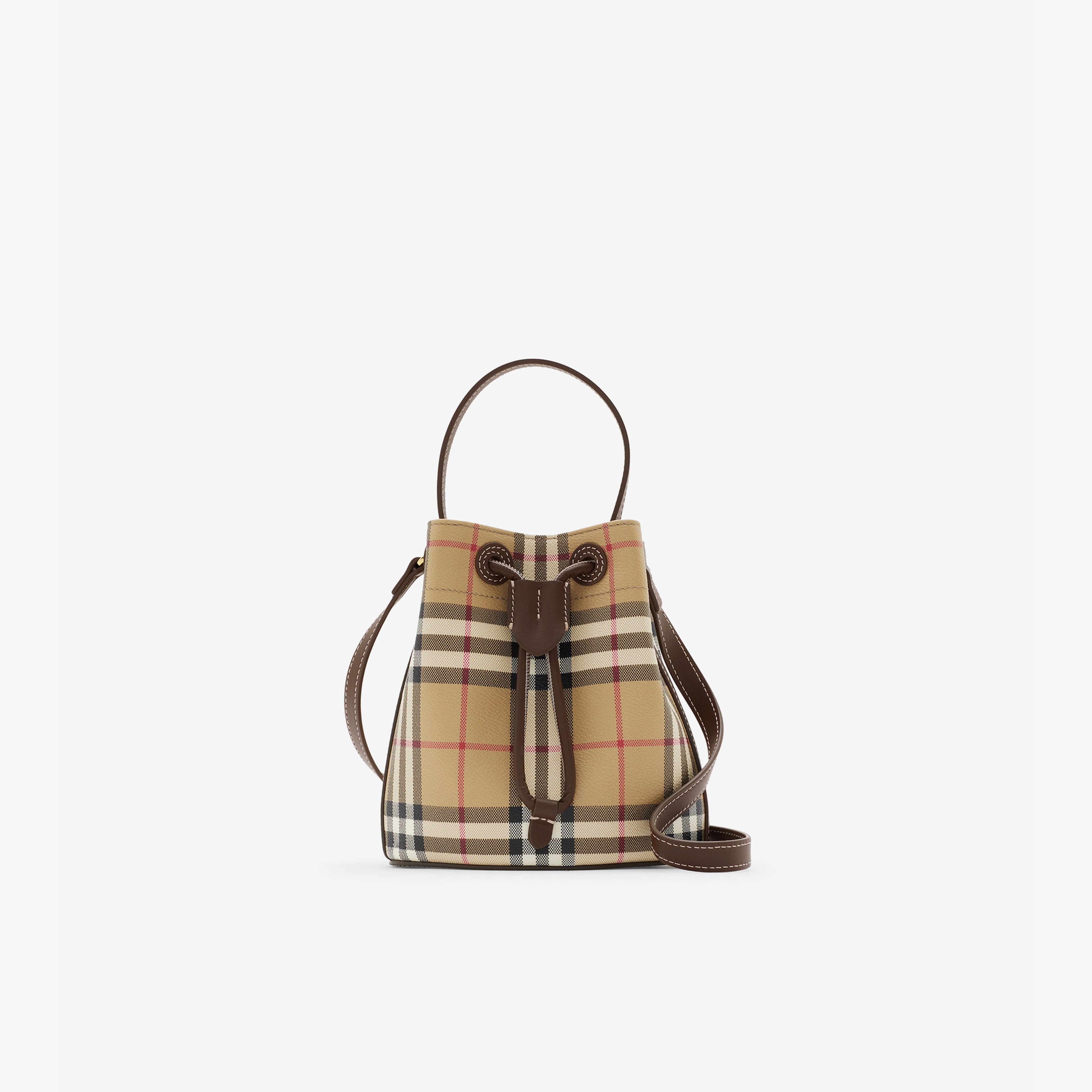 Burberry Mini Check Bucket Kadın Bej Omuz Çantası