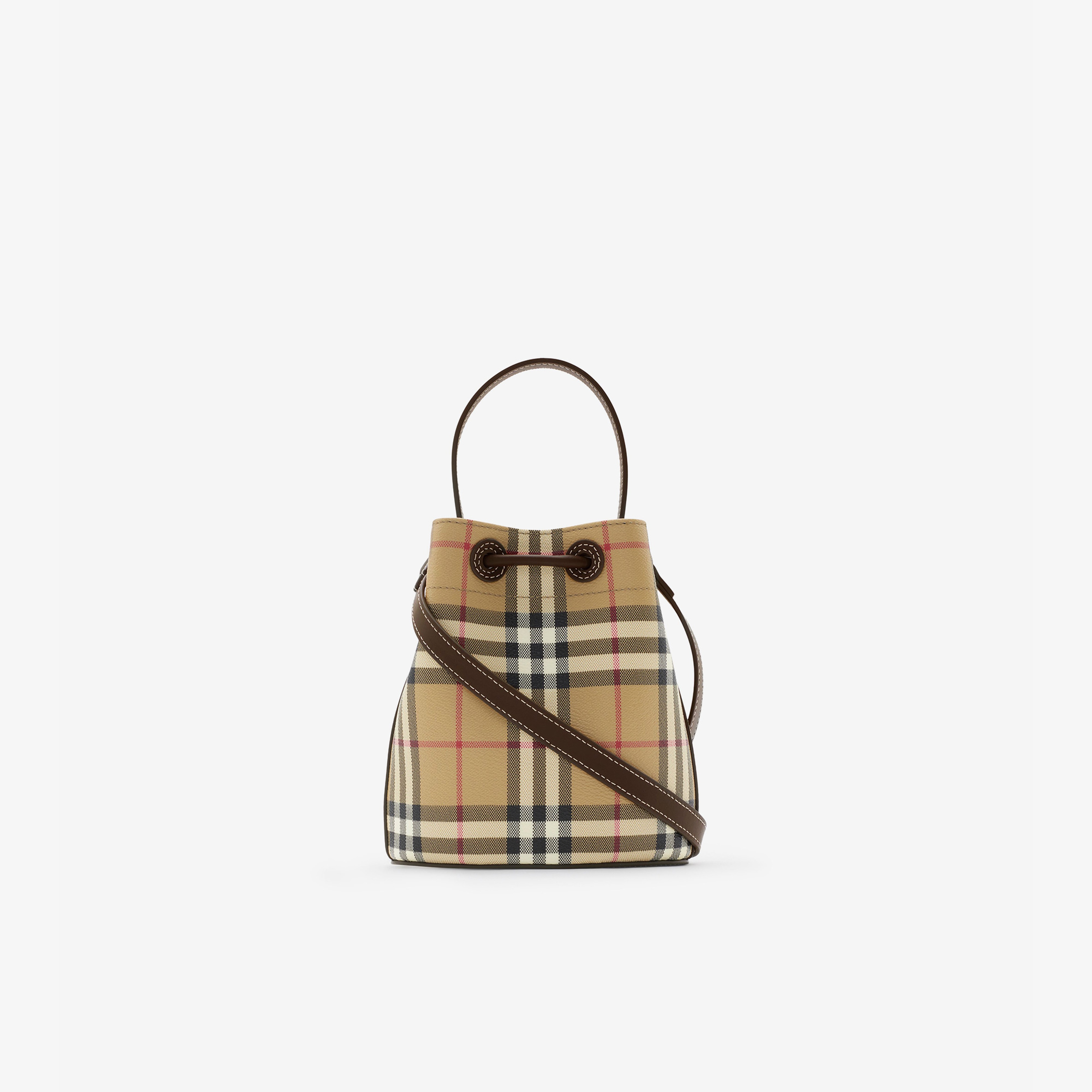 Burberry Mini Check Bucket Kadın Bej Omuz Çantası