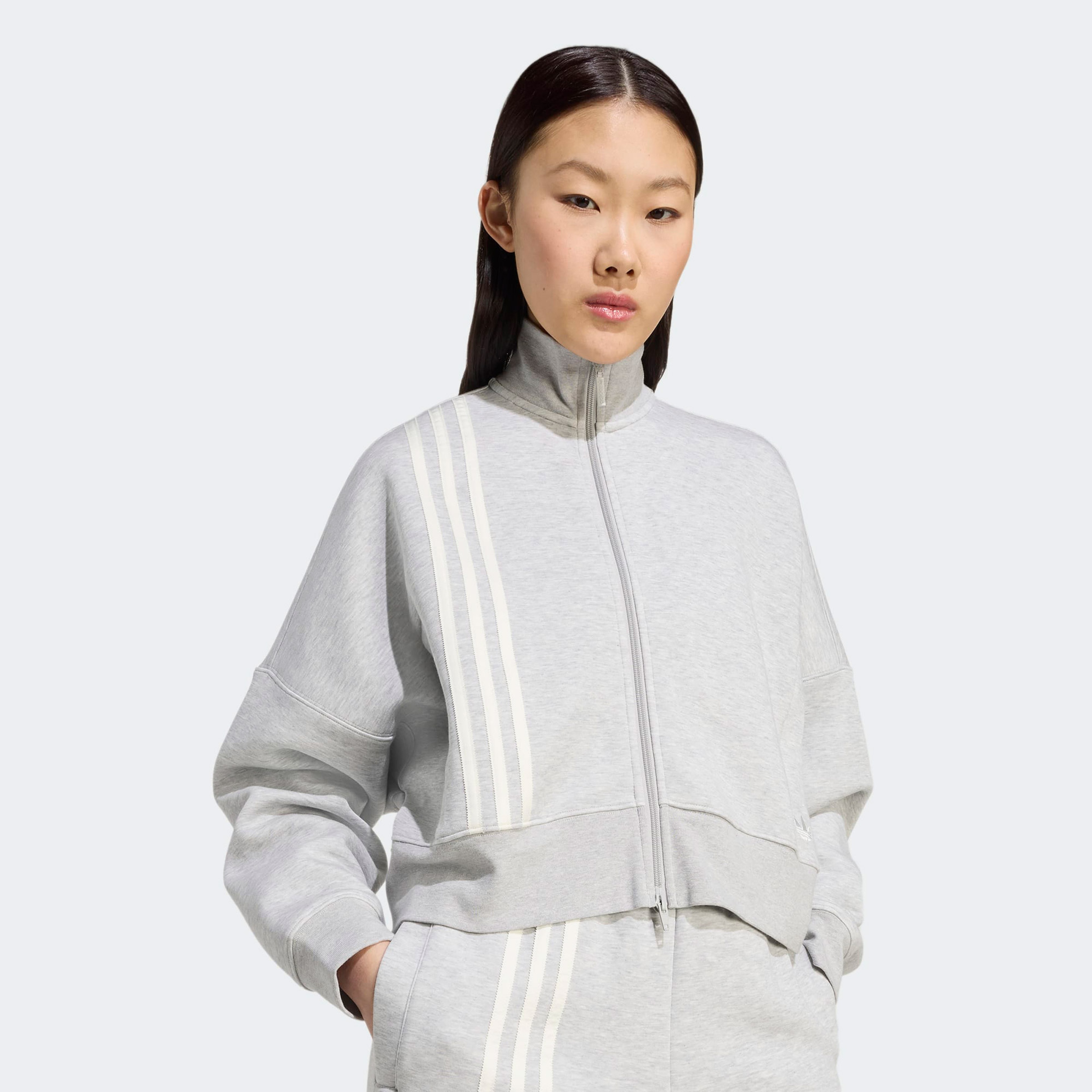 adidas Off Placed 3 Çizgili Kadın Gri Hırka