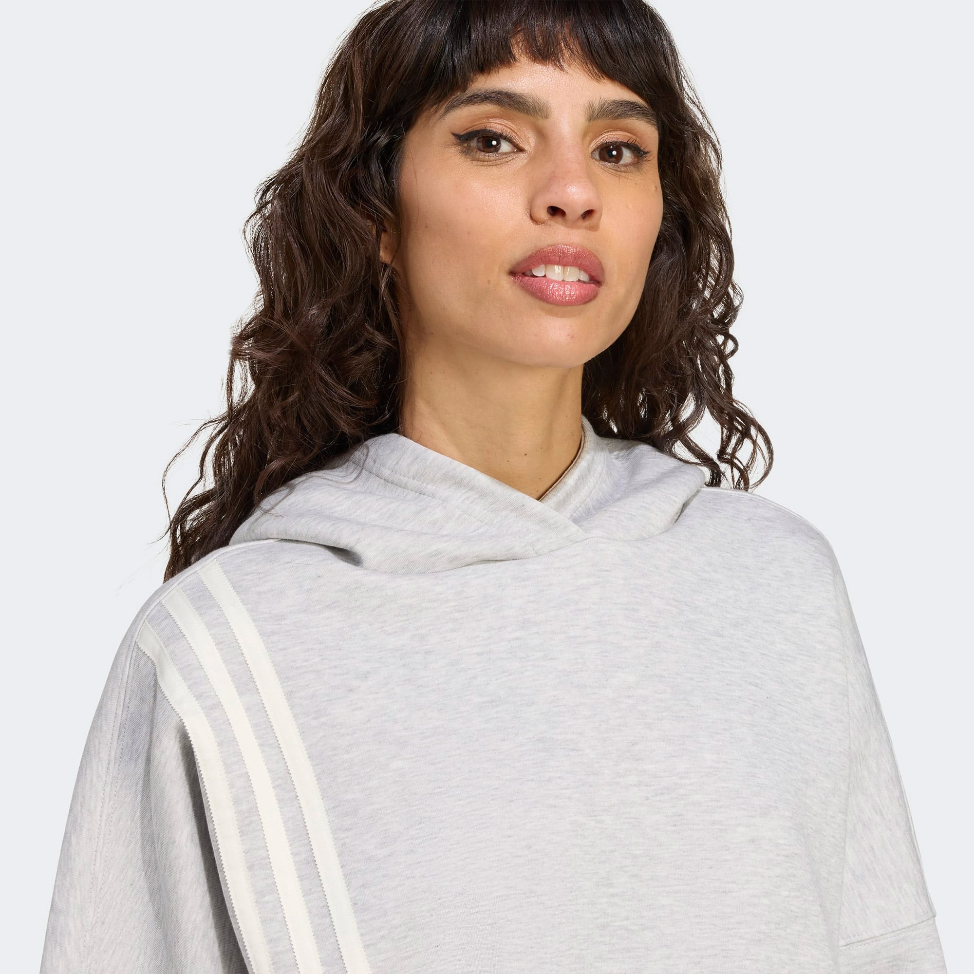 adidas 3 Stripes Kadın Gri Hoodie