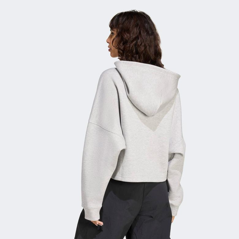 adidas 3 Stripes Kadın Gri Hoodie