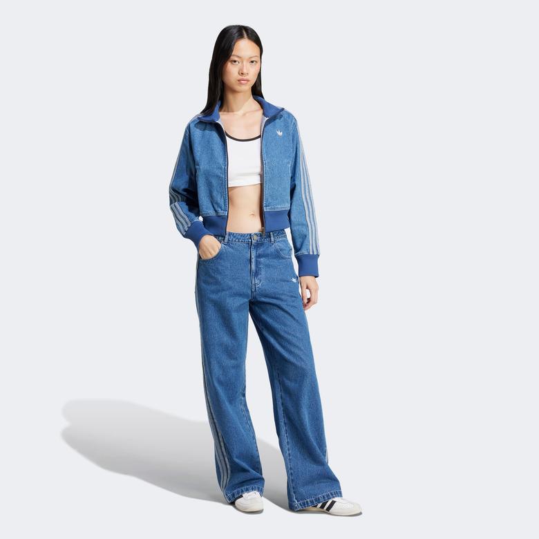 adidas Adicolor 3-Stripes Kadın Denim Mavi Pantolon