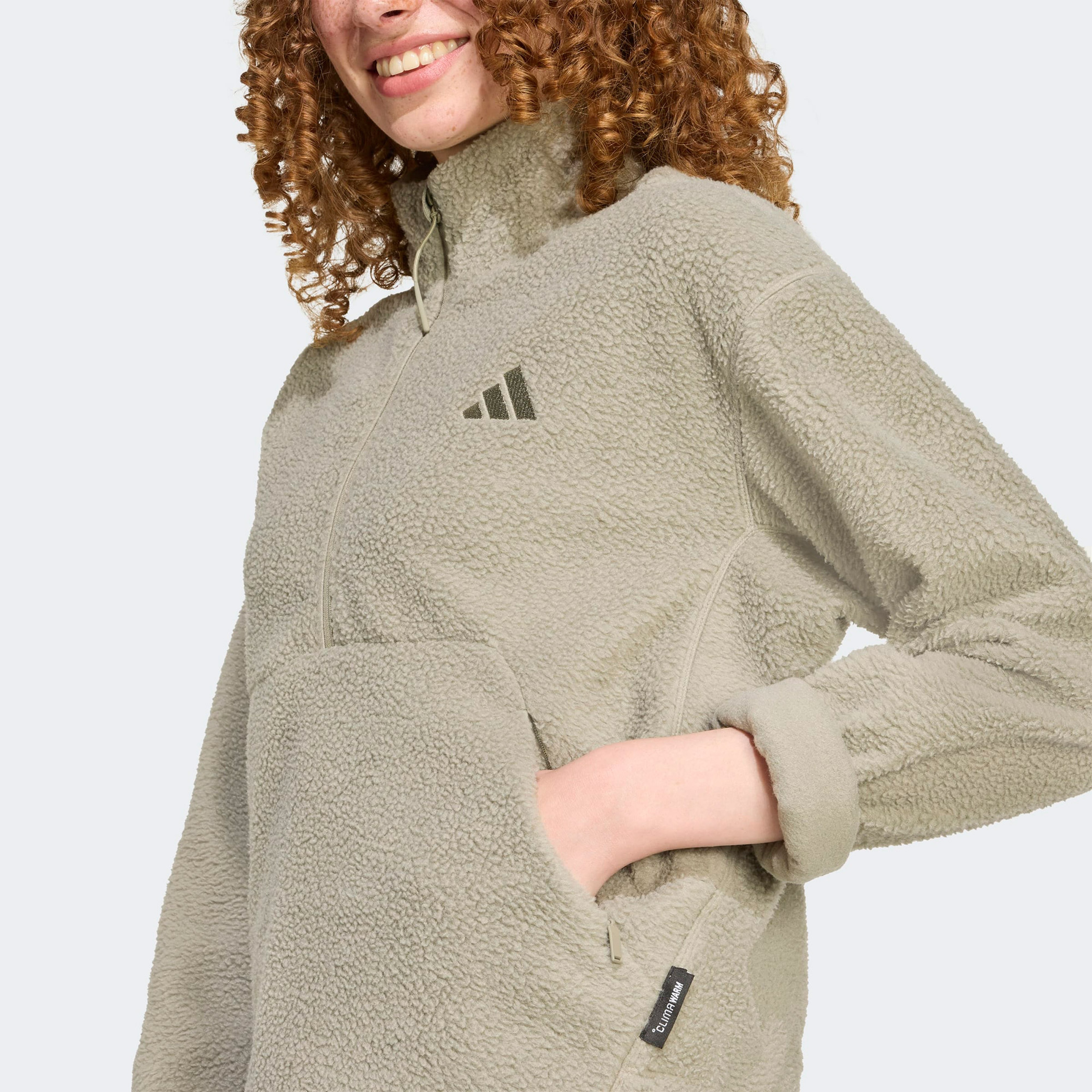 adidas City Tech Fleece Half Zipped Kadın Yeşil Sweatshirt