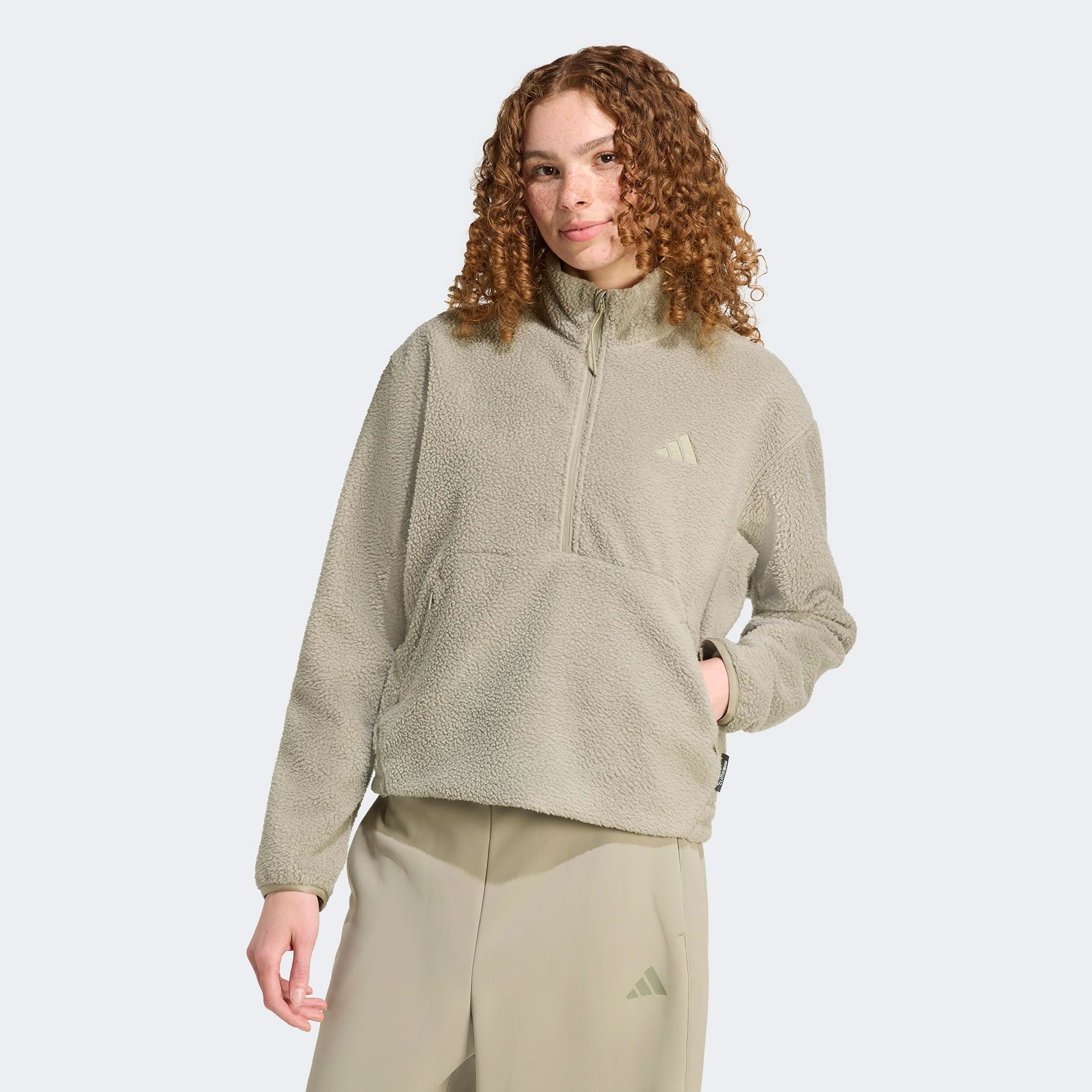 adidas City Tech Fleece Half Zipped Kadın Yeşil Sweatshirt