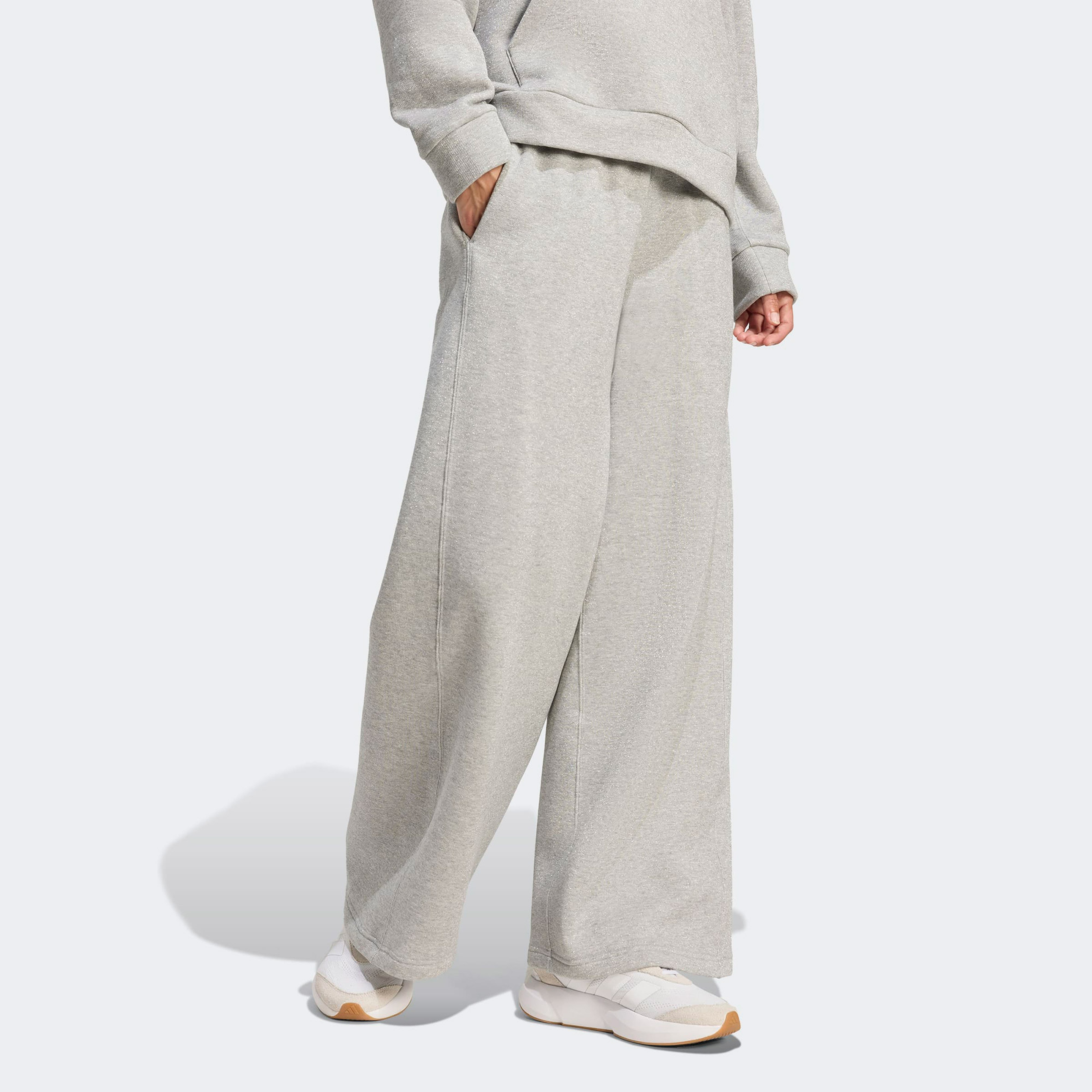 adidas All SZN Holiday Glitter Fleece Loose Kadın Gri Eşofman Altı