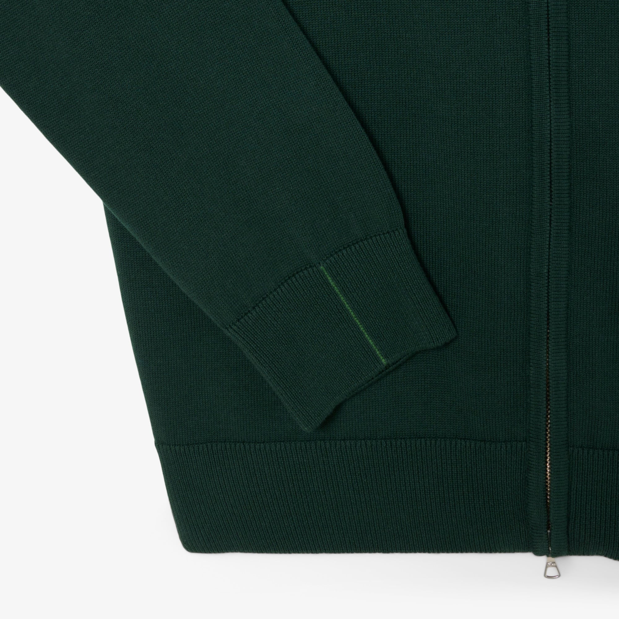 Erkek Regular Fit Fermuarlı Organik Pamuk Yeşil Hırka