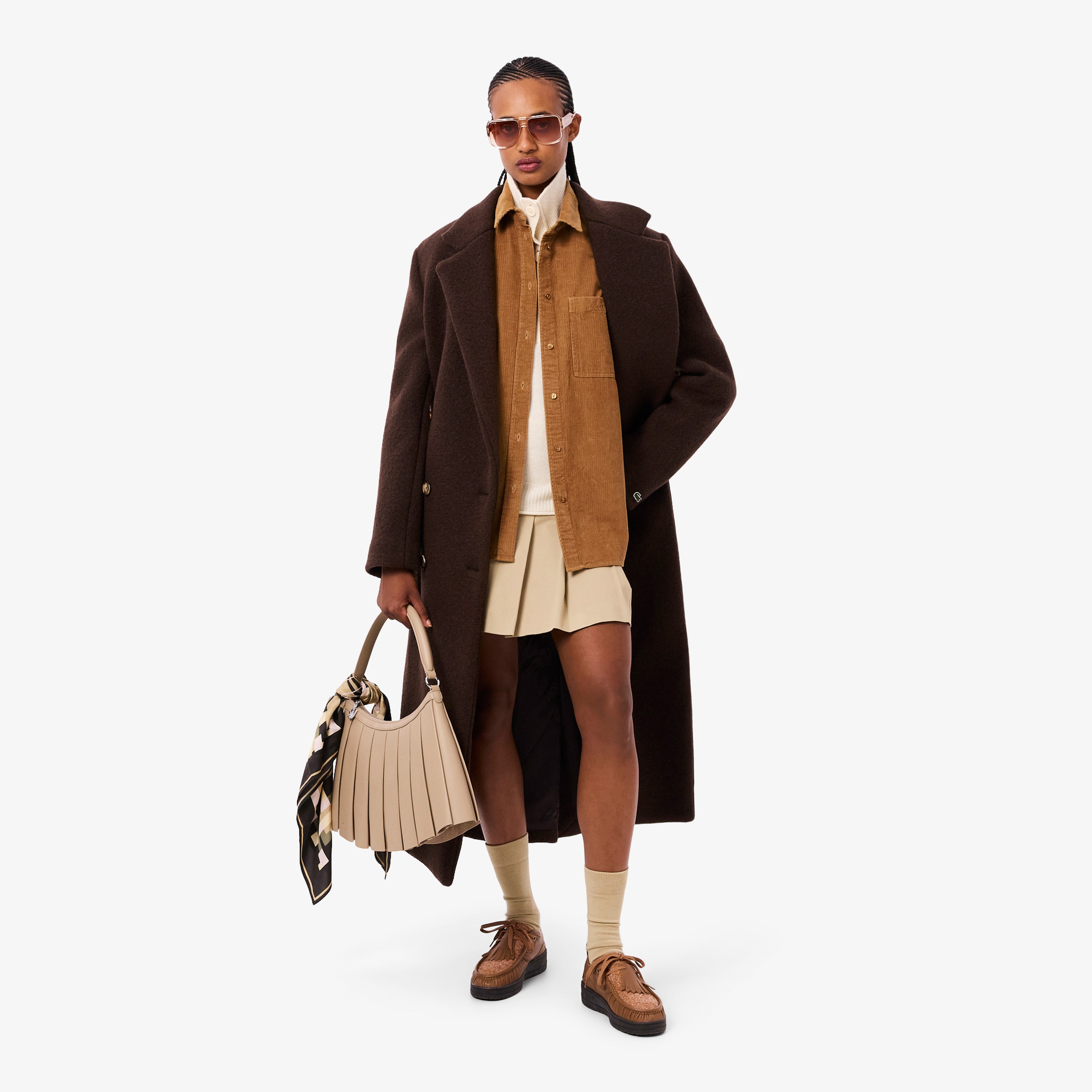 Kadın Oversize Fit Kadife Kahverengi Gömlek