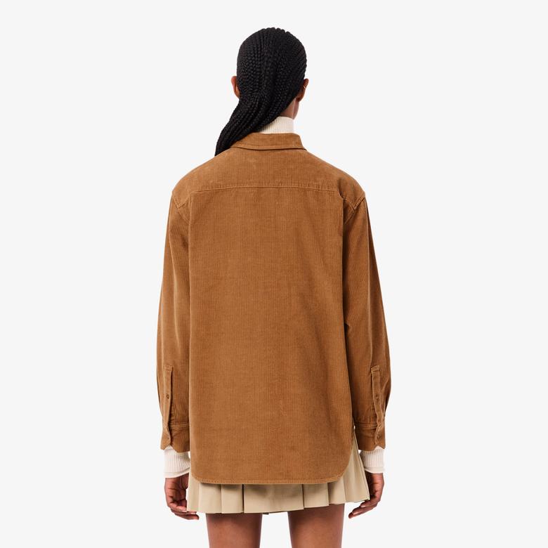 Lacoste Kadın Oversize Fit Kahverengi Gömlek