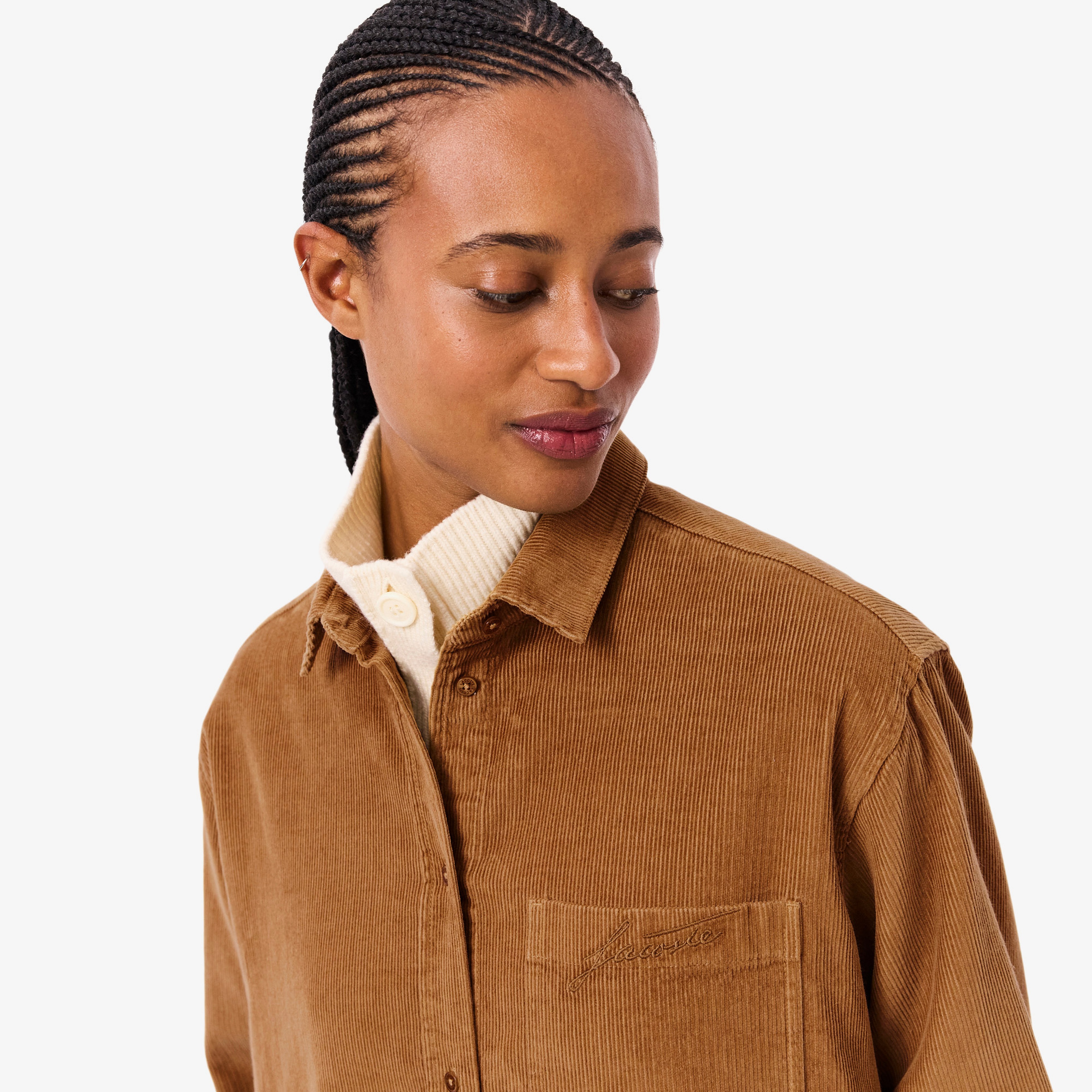 Kadın Oversize Fit Kadife Kahverengi Gömlek