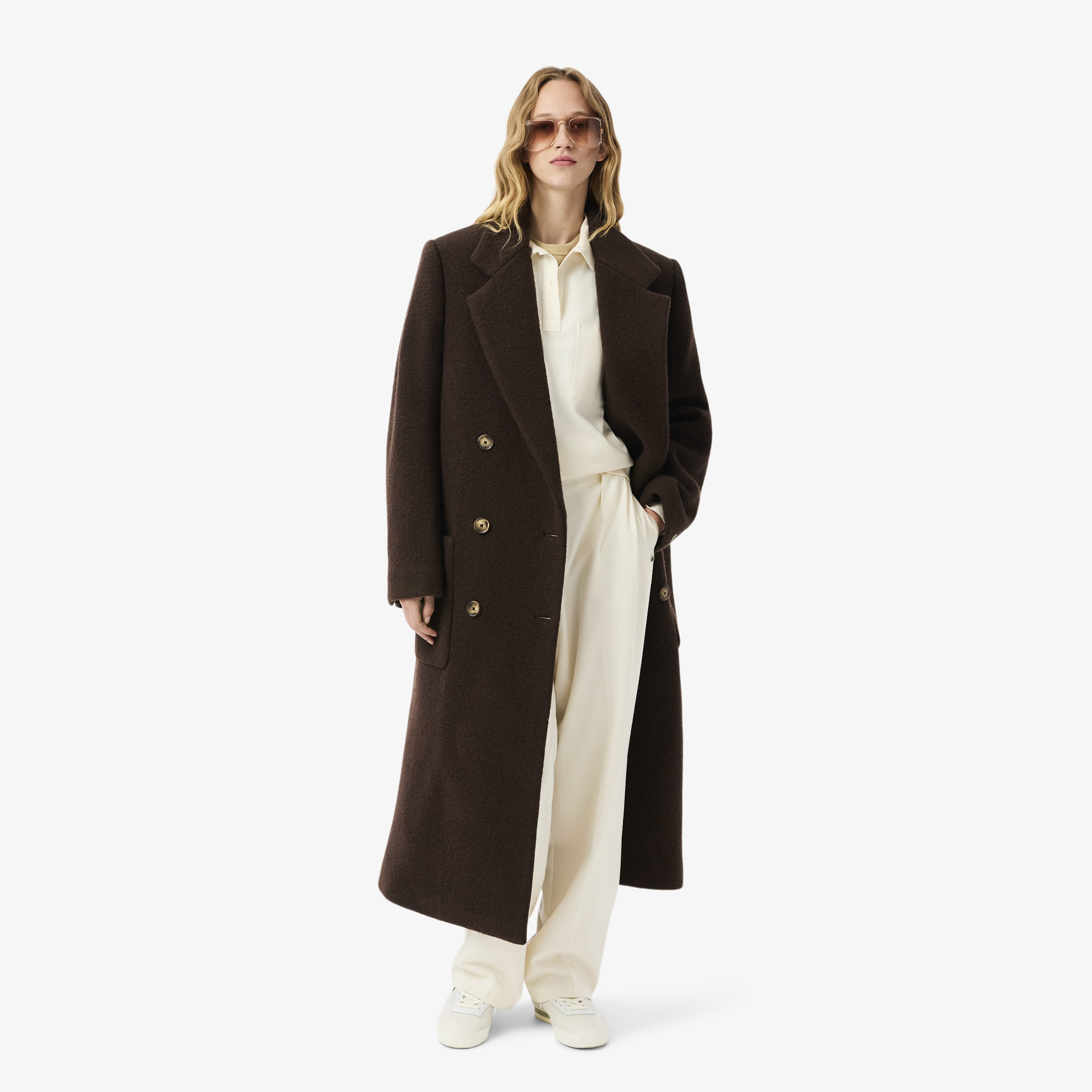 Kadın Oversize Fit Polo Yaka Krem Bluz