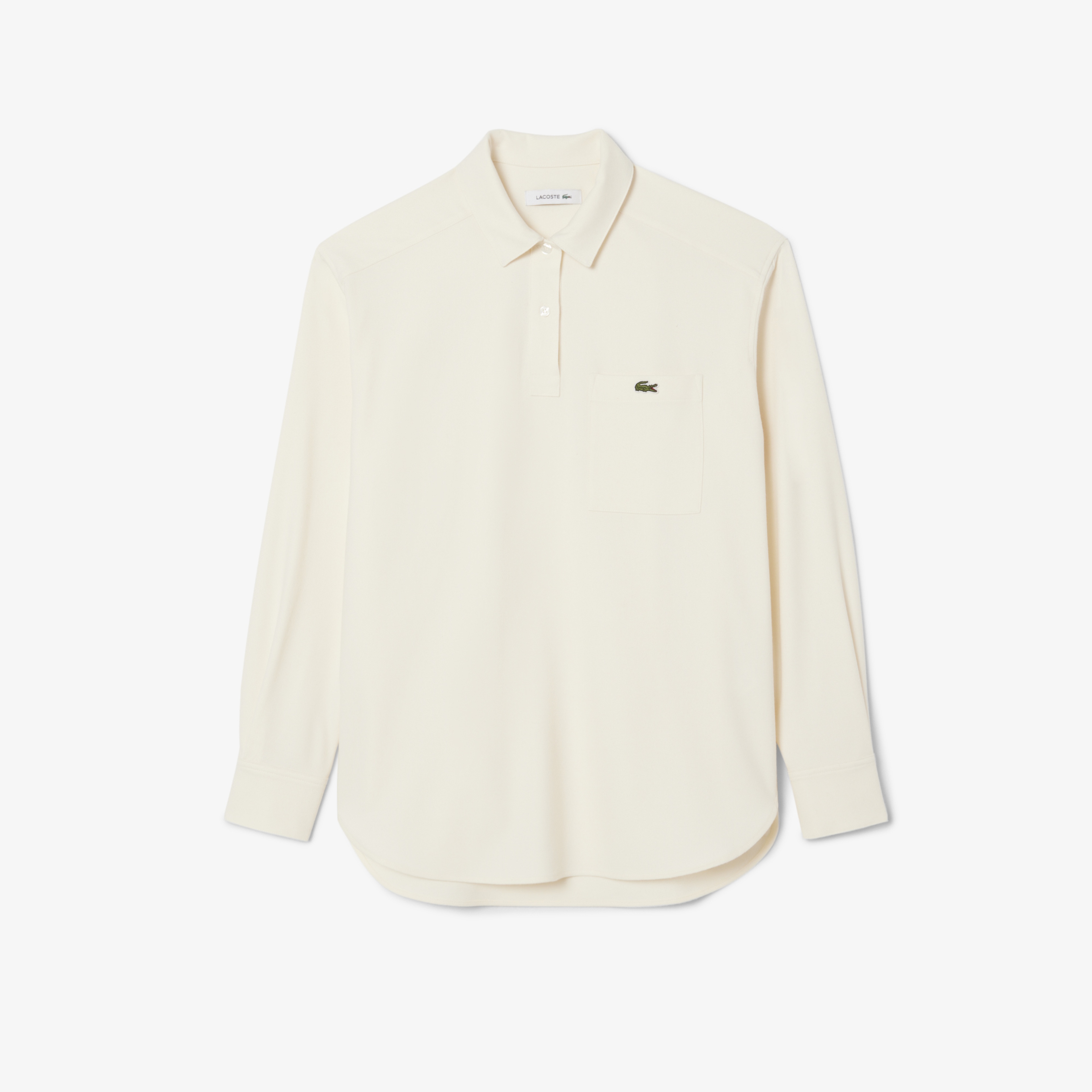 Kadın Oversize Fit Polo Yaka Krem Bluz